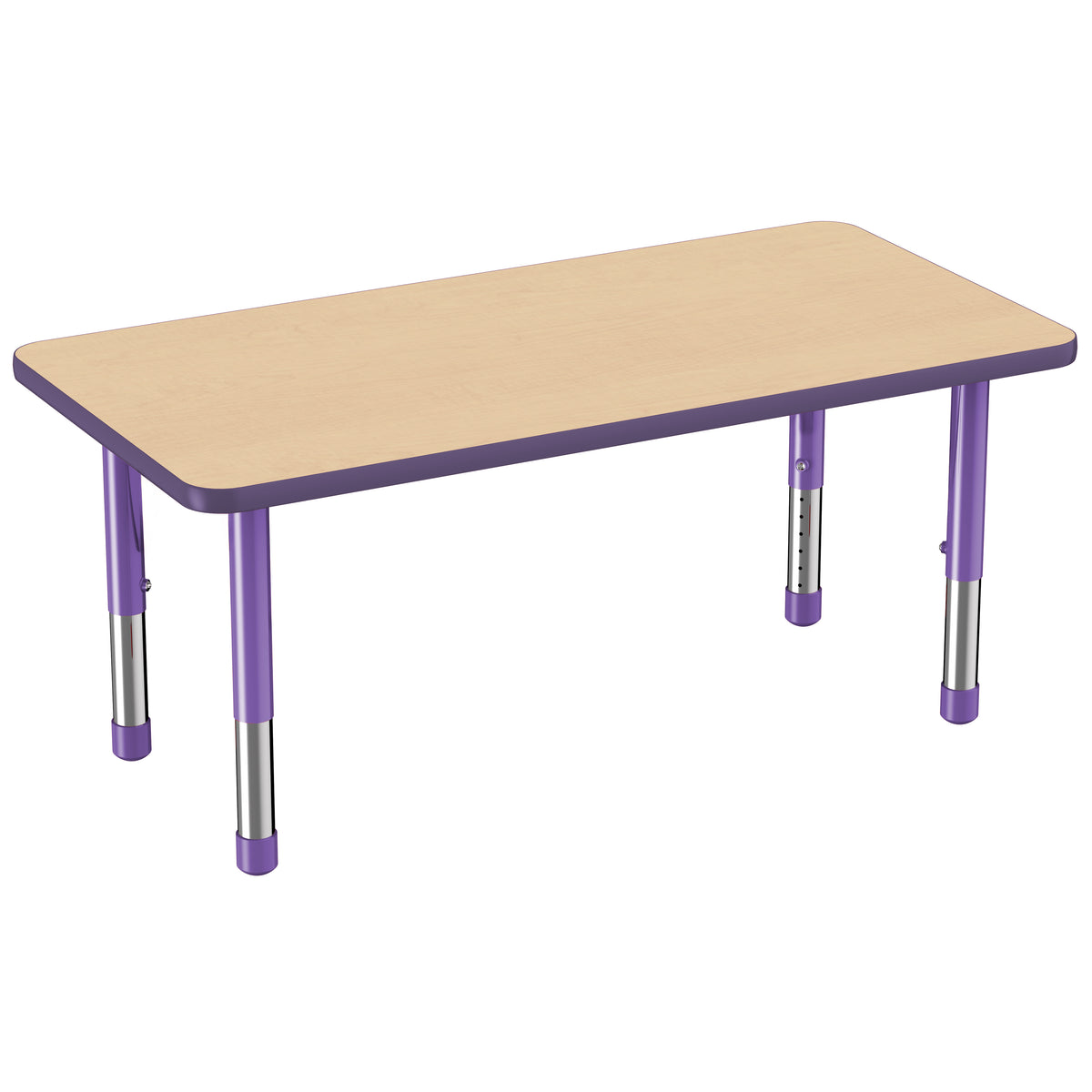 24" x 48" Rectangle T-Molding Activity Table with Adjustable Chunky Legs - Maple/Purple