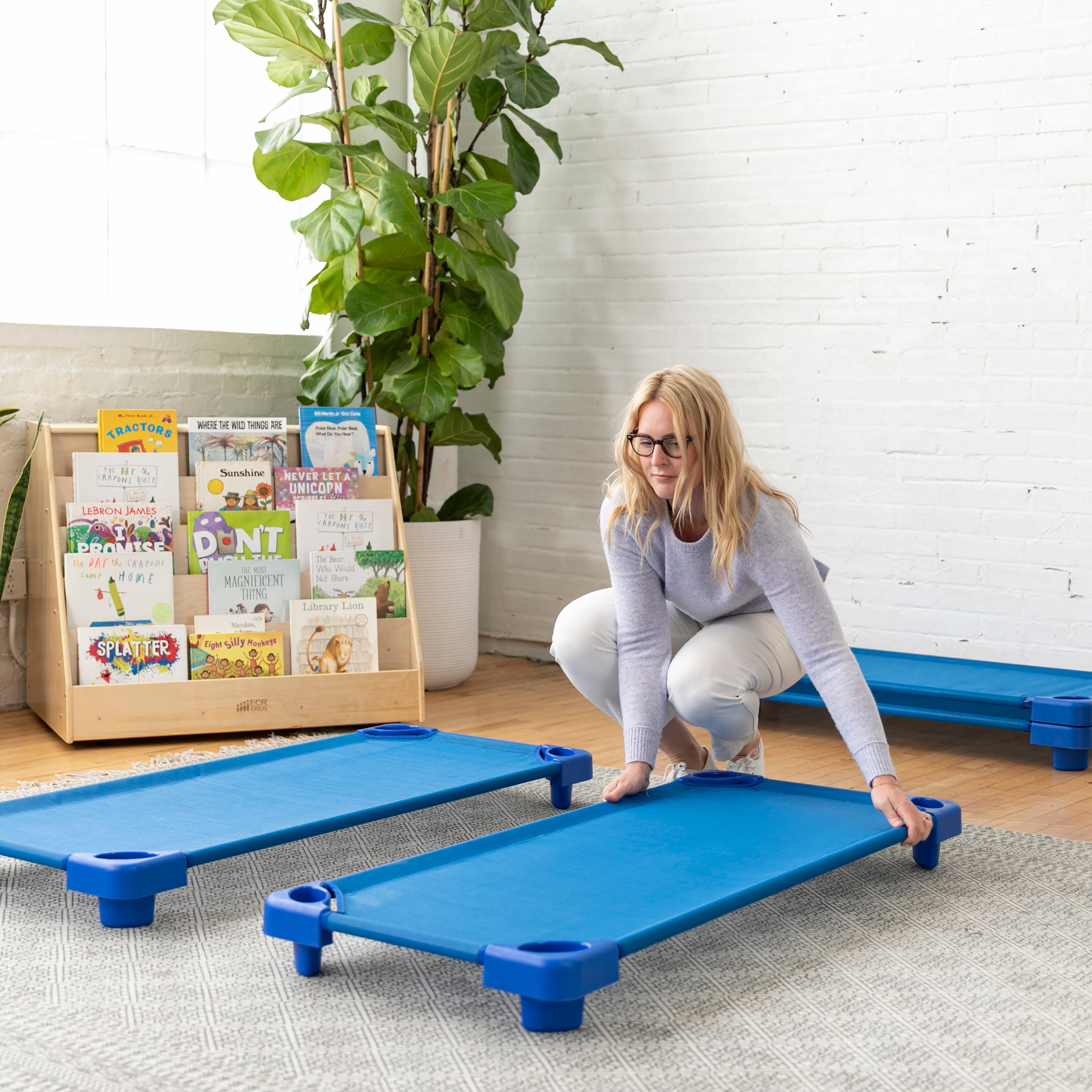 Stackable Kiddie Cot Standard Ready-to-Assemble 6-Pack - Blue
