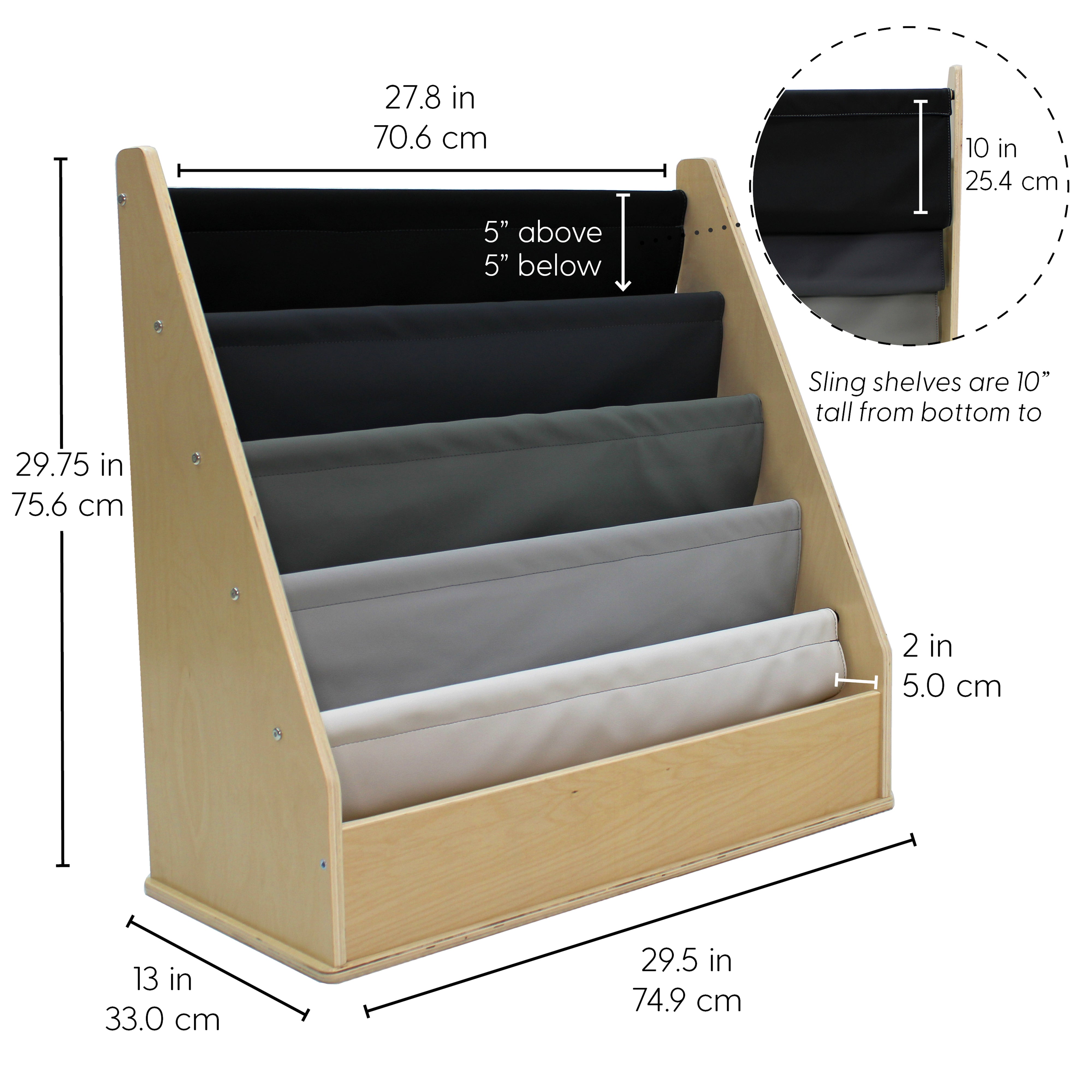 Birch Sling Book Display - Gray/Light Gray