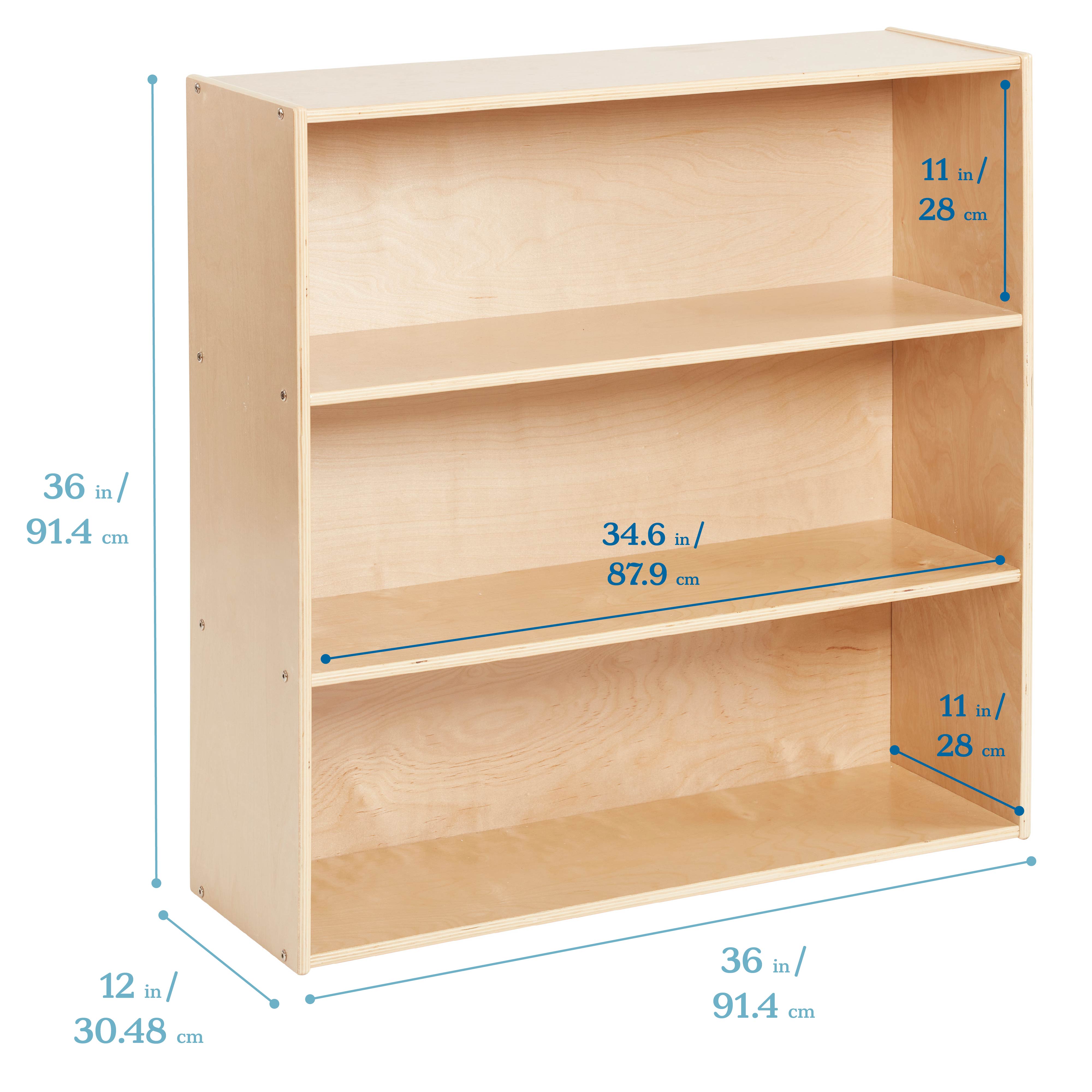 Streamline 3-Shelf Storage Cabinet with Back 36in H - Natural