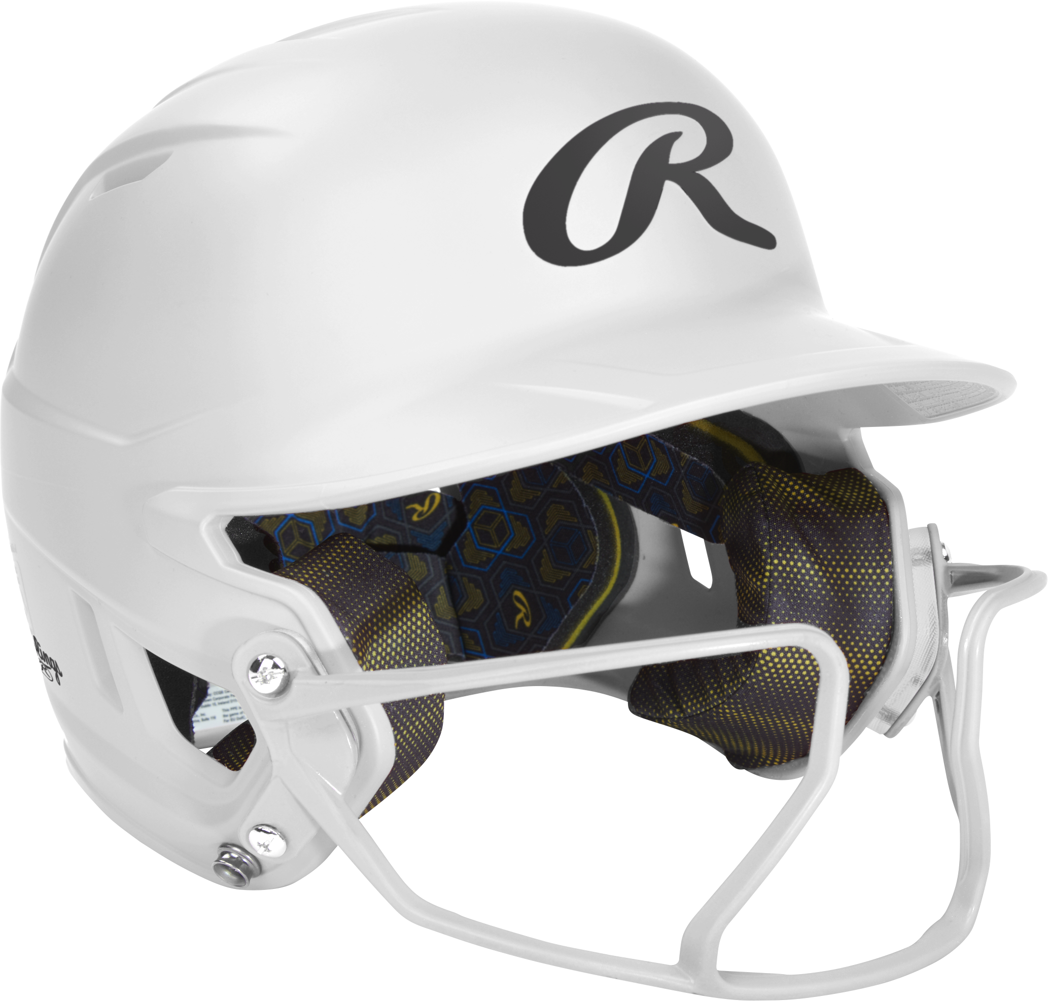 Rawlings Mach Hi-Viz Senior Matte Batting Helmet With Hi-Viz Face Guard - White
