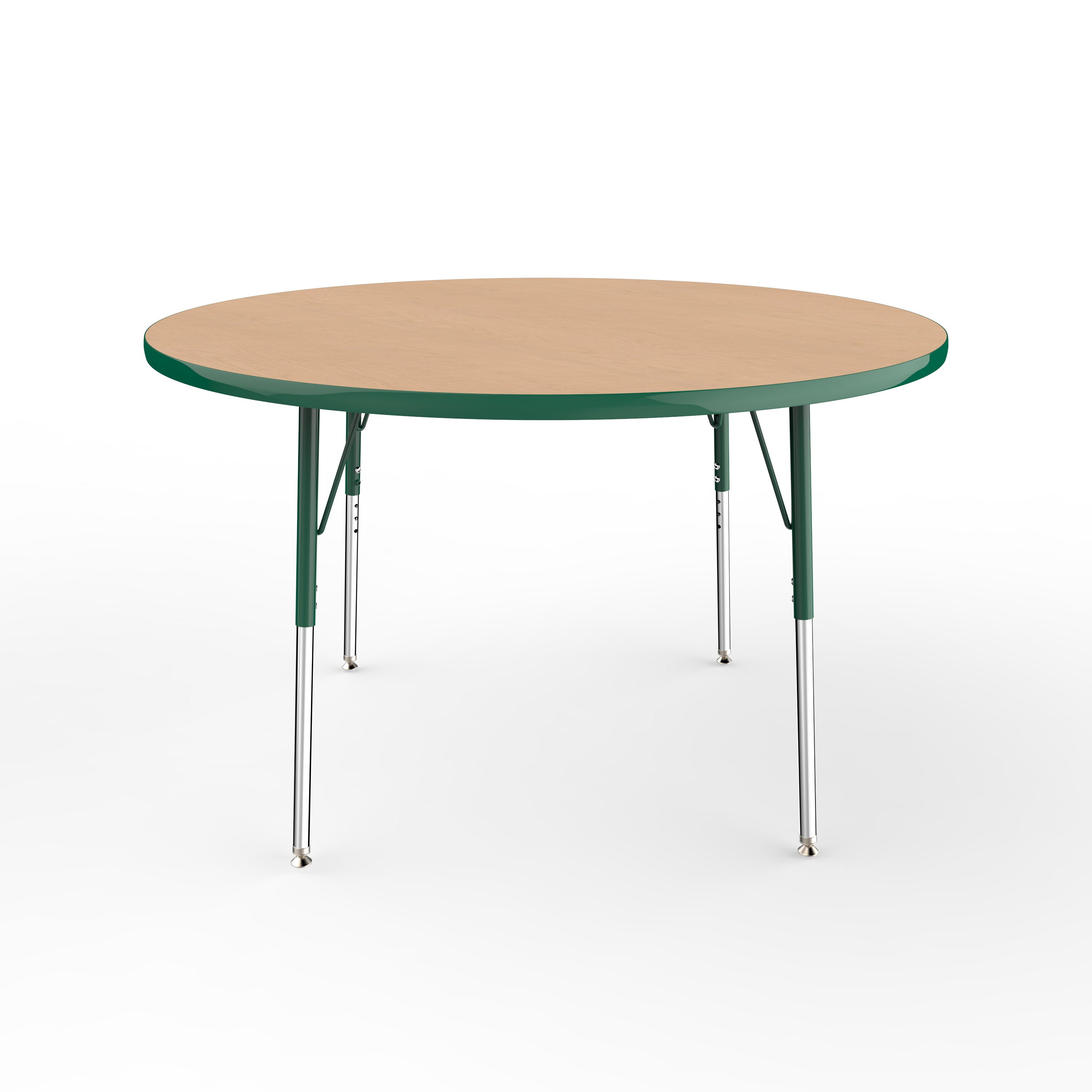 48" Round T-Molding Activity Table with Adjustable Standard Swivel Glide Legs - Maple/Green
