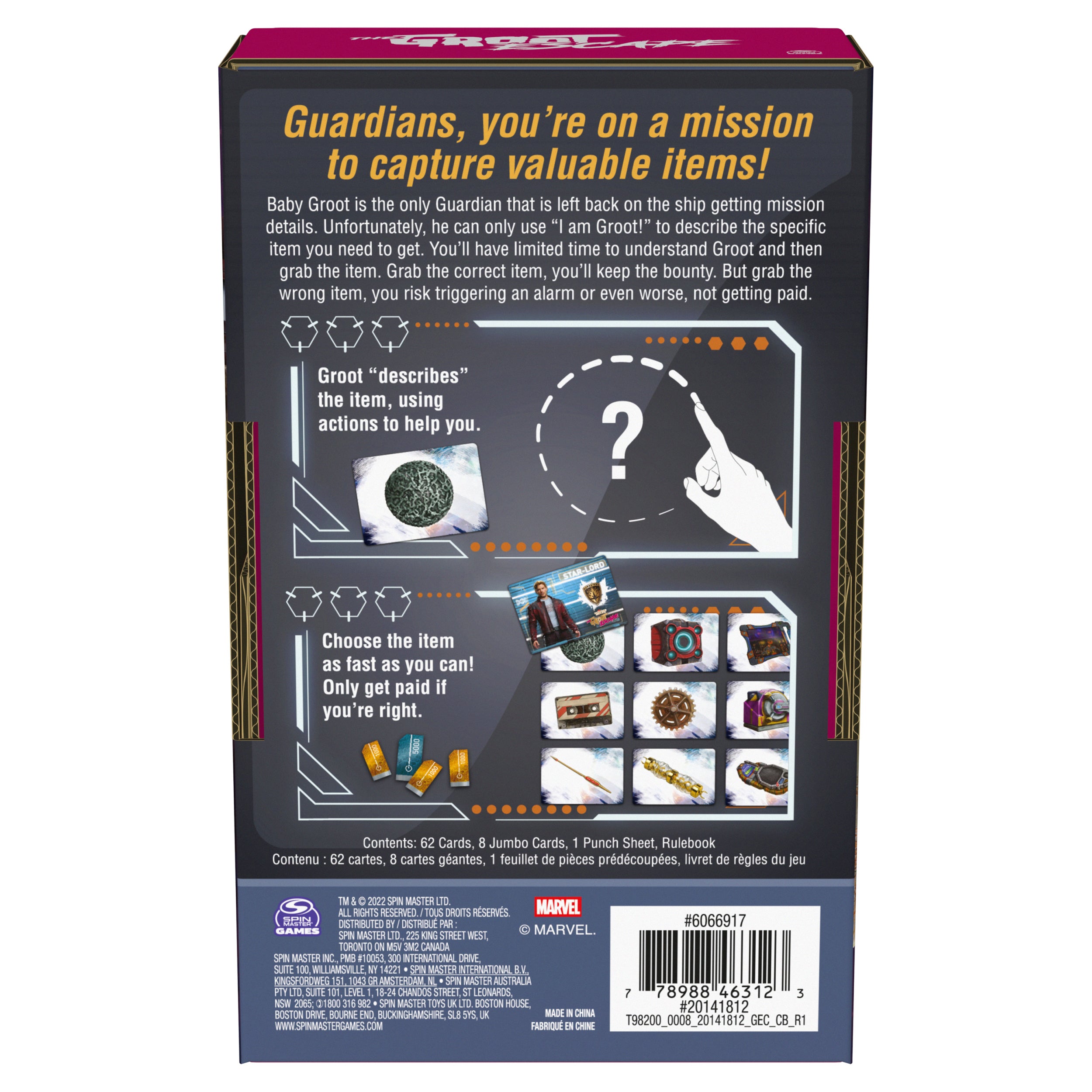 Marvel Guardians of the Galaxy, The Groot Escape by Spin Master Games, Charades-Style Card Games Board Games for Adults and Kids Ages 10 and up