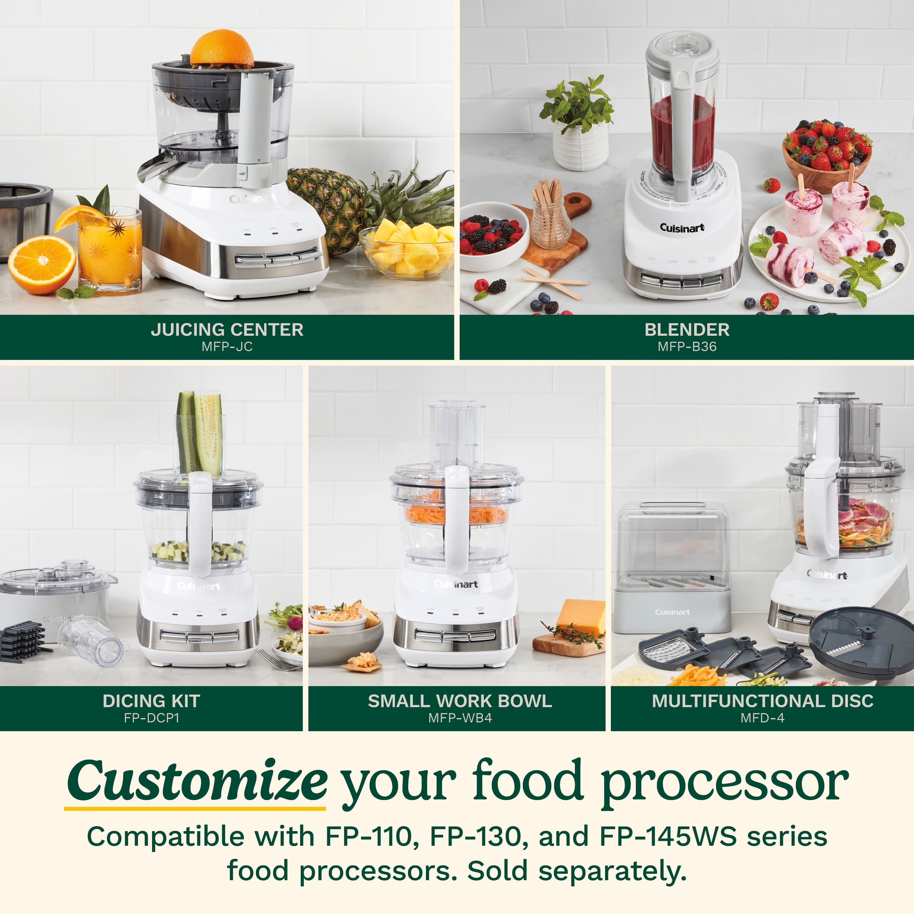 Core Custom 10 Cup Food Processor - White & Stainless
