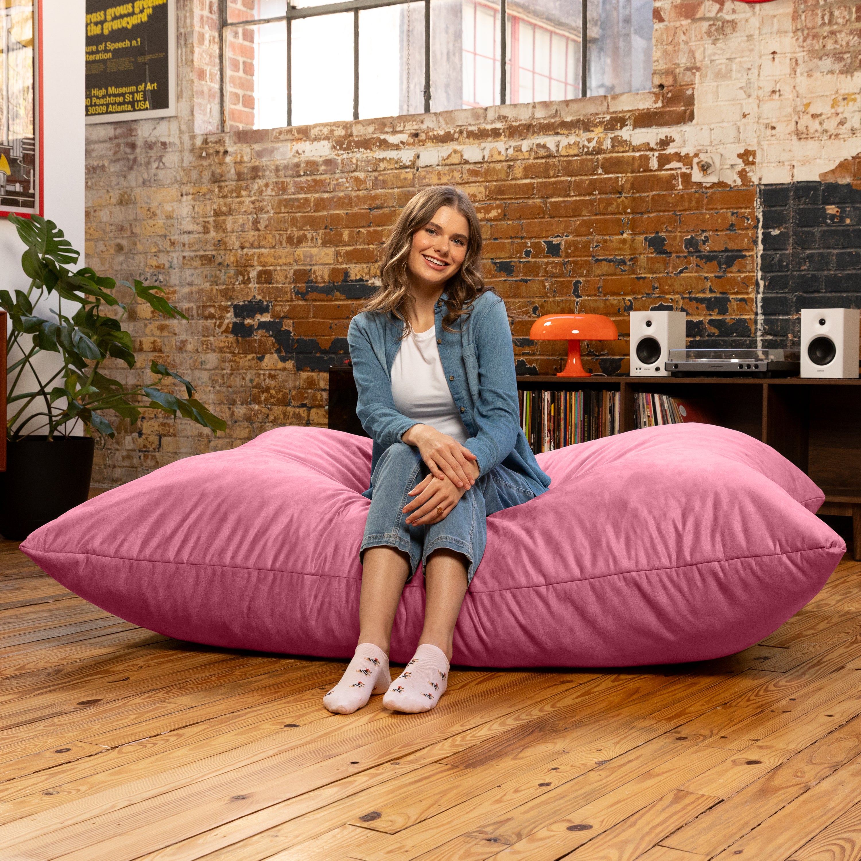 Jaxx Pillow Saxx 5.5-Foot - Huge Bean Bag Floor Pillow and Lounger, Pink