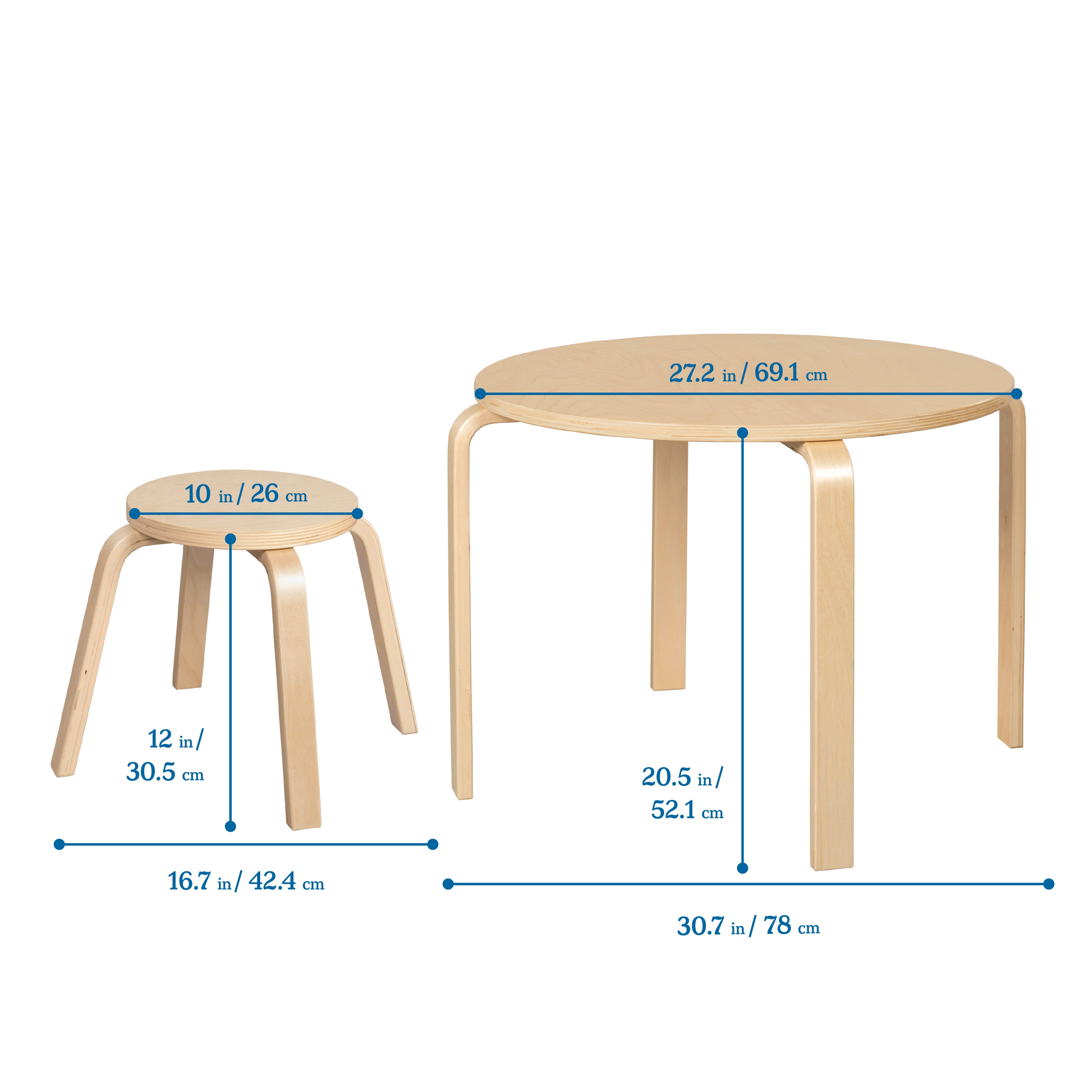 Bentwood Table and Stools Set - Natural