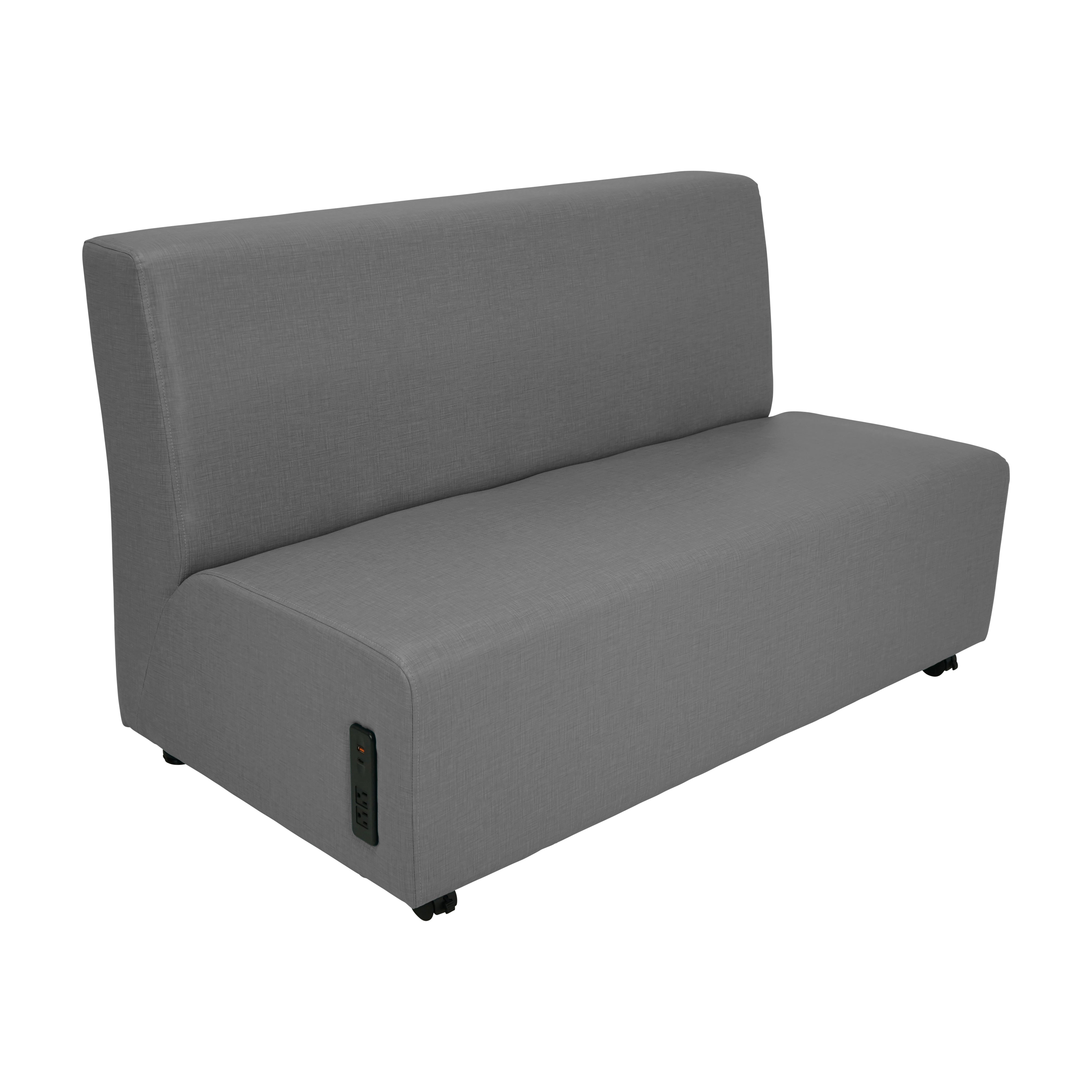 Pro Series Upholstered Armless Mobile Sofa with Tech Panel - Slate Gray Crosshatch