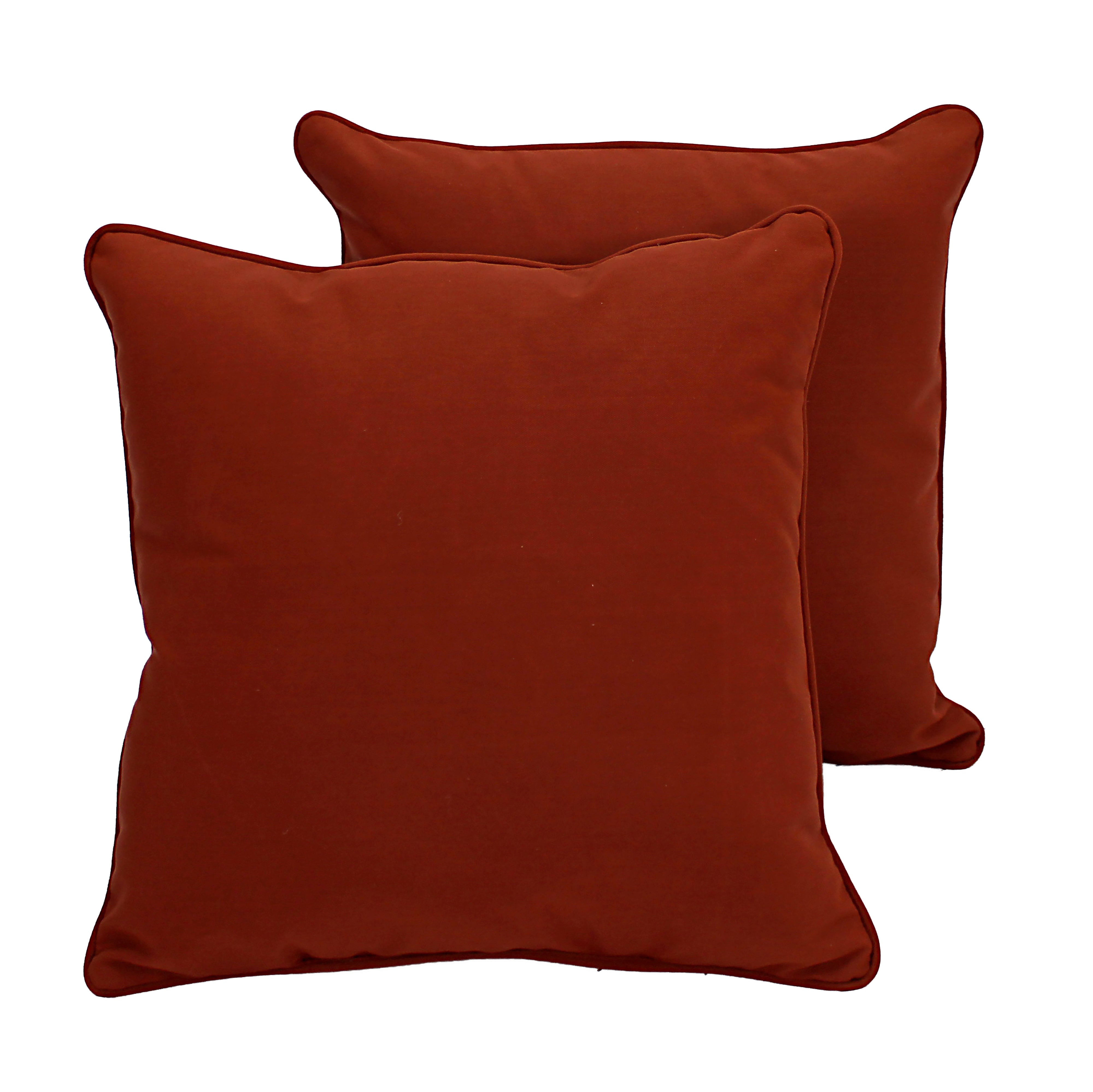Presidio 24" x 24" Square Indoor/Outdoor Pillow with Piping, 2-Piece - Rust Red