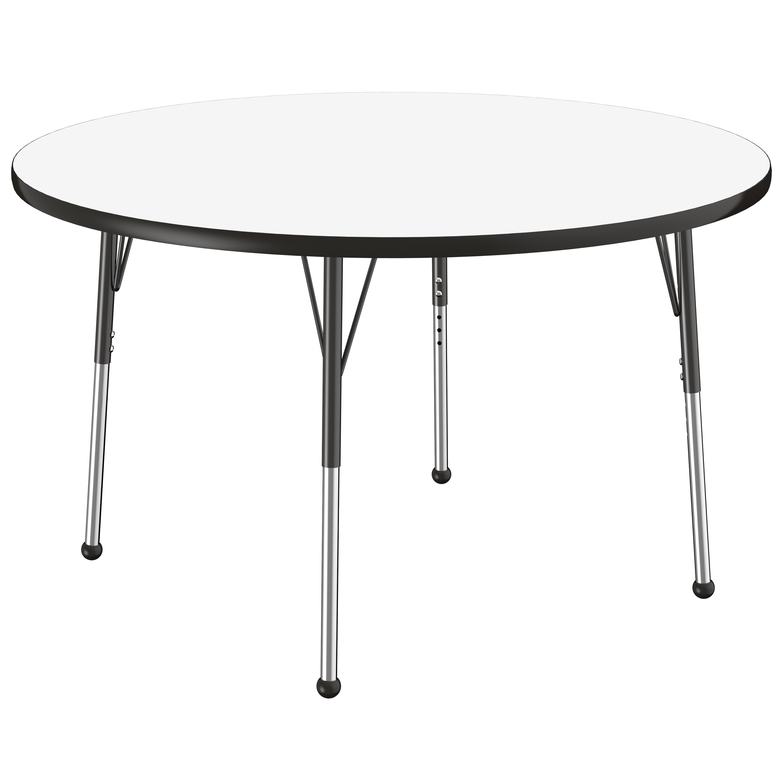 48" Round Collaborative Dry-Erase Activity Table with Adjustable Standard Ball Glide Legs - Whiteboard/Black