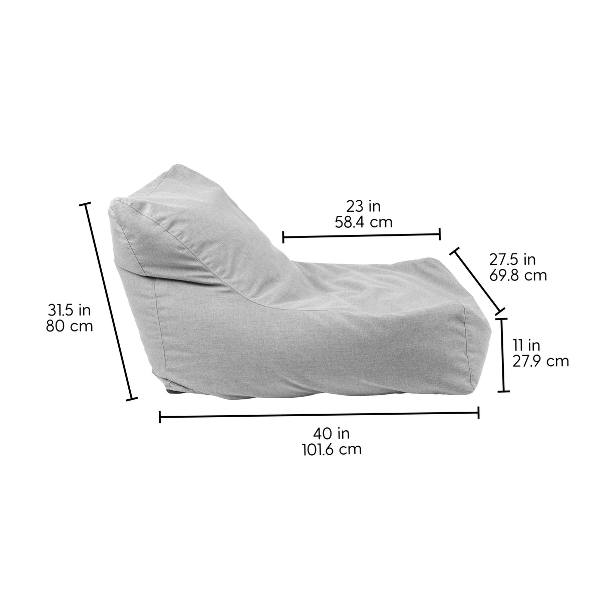 Oudoor Bean Bag Lounger with Sunbrella - Canvas Granite