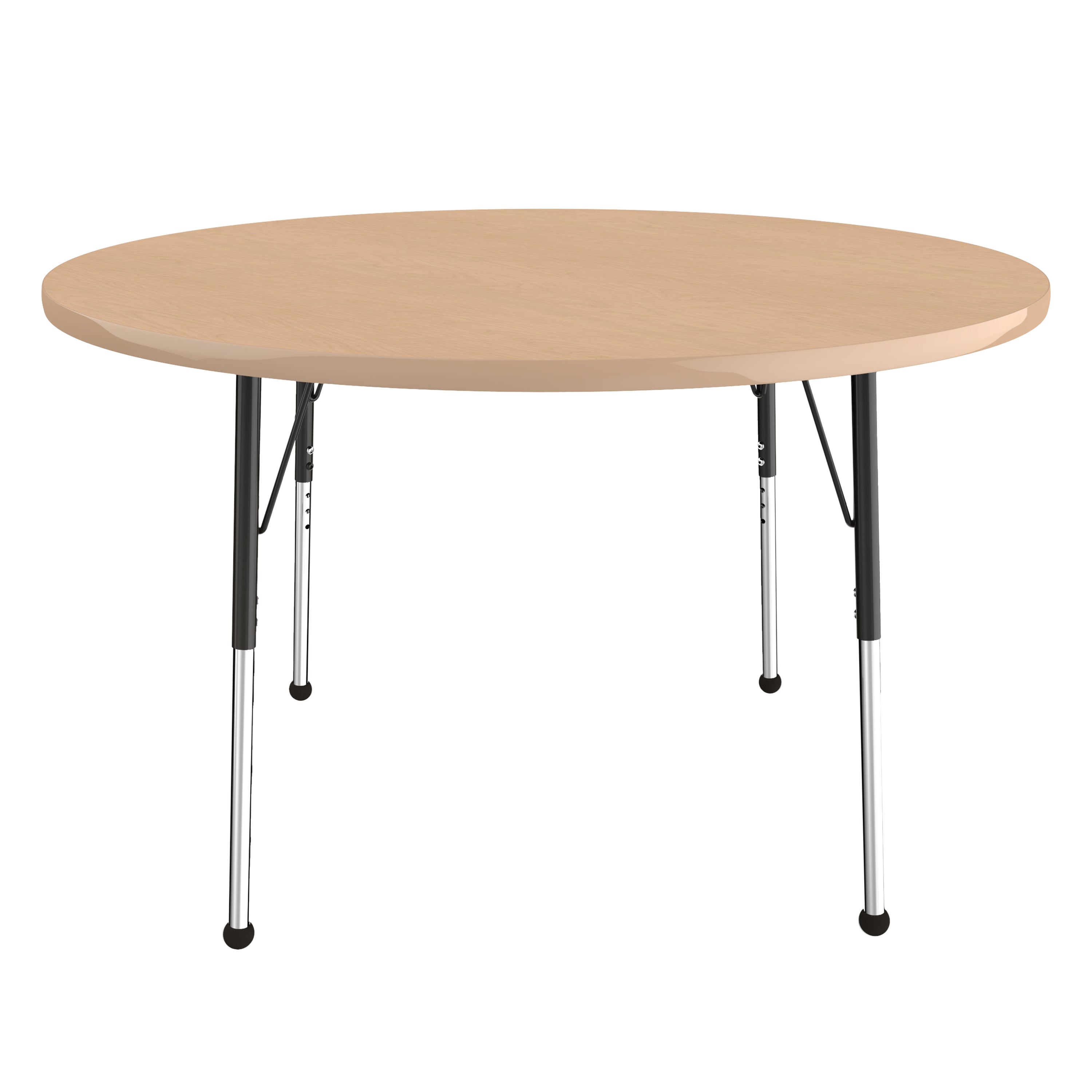 48" Round Thermofused Activity Table with Adjustable Standard Ball Glide Legs - Maple/Maple/Black