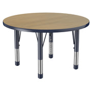 36" Round T-Molding Activity Table with Adjustable Chunky Legs - Pasadena Oak/Navy