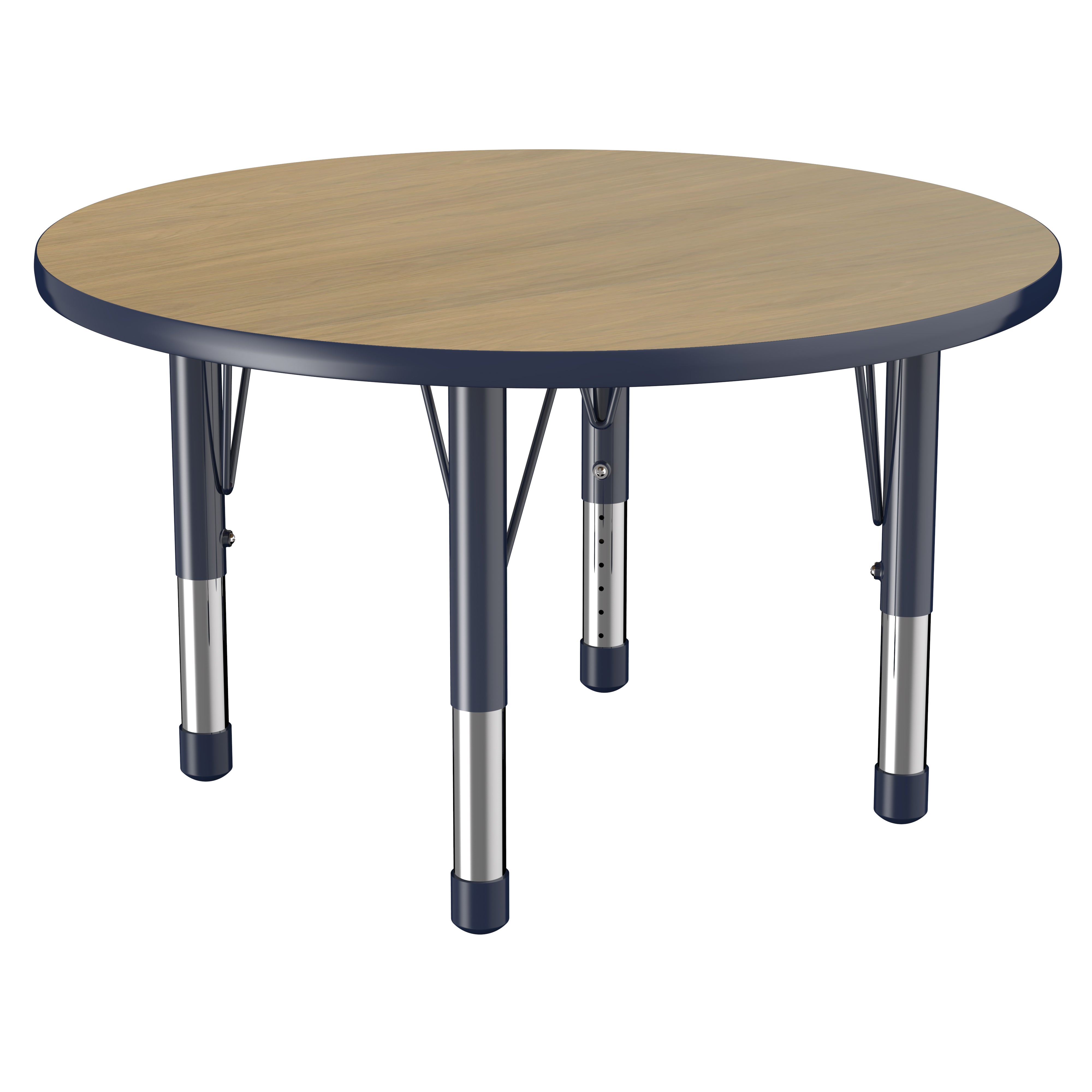 36" Round T-Molding Activity Table with Adjustable Chunky Legs - Pasadena Oak/Navy