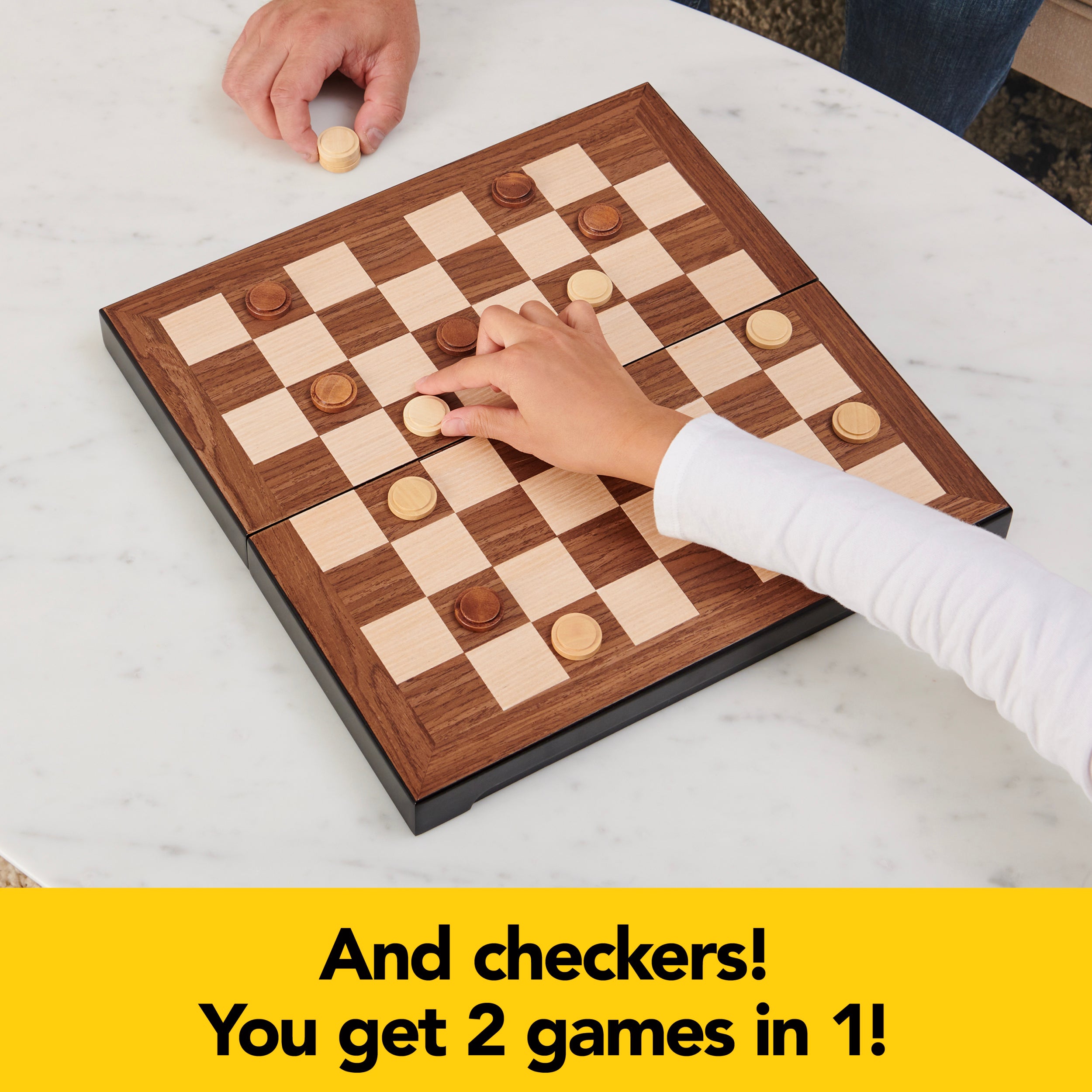 Legacy Deluxe Chess & Checkers Set, Classic Two Player Game Includes Folding Board with Solid Wood Playing Pieces, for Kids and Adults Ages 8 and up