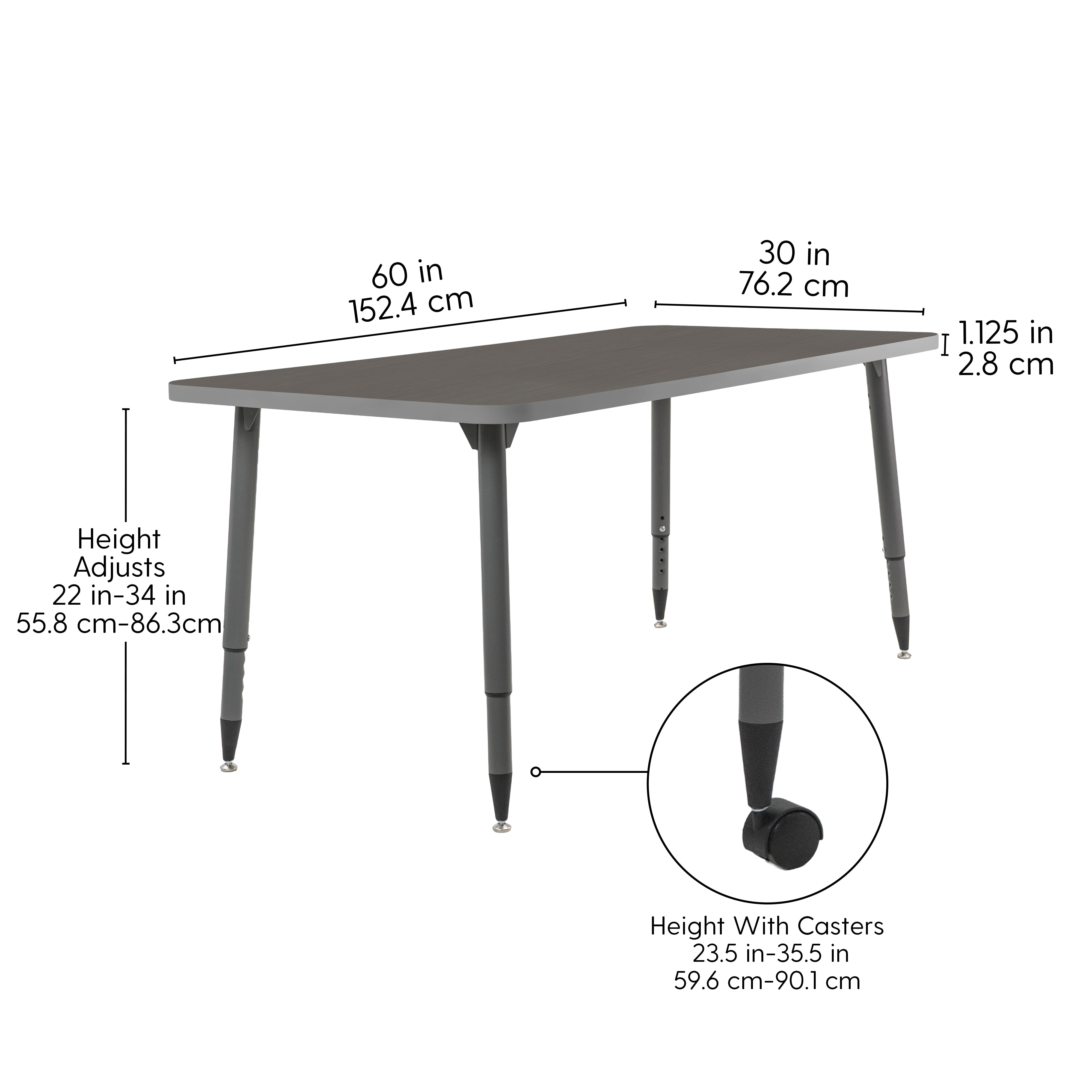 Adapte 30" x 60" Rectangle Thermofused Activity Table with Adjustable Tapered Legs - Cosmic Strandz/North Sea