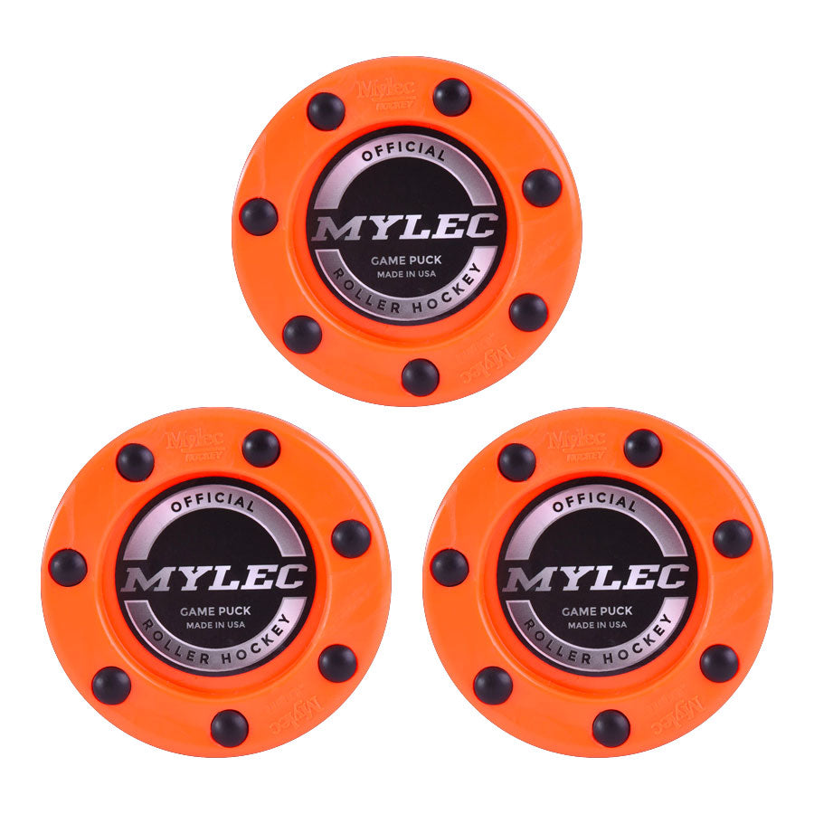 Official Roller Hockey Game Puck – Orange – 3 Pack