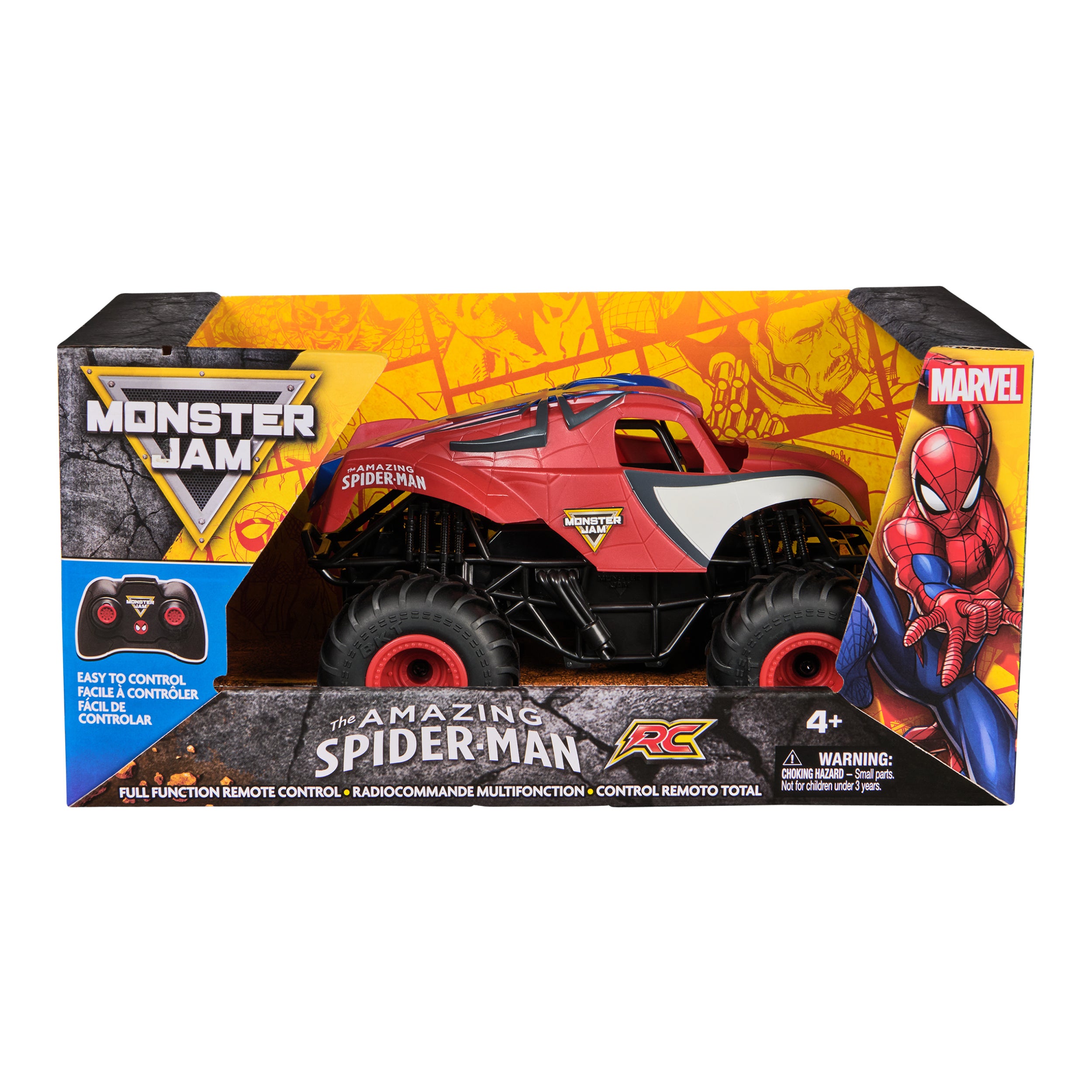 Monster Jam, Marvel The Amazing Spider-Man RC Monster Truck, 1:24 Scale, Kids Toys for Boys and Girls Ages 4 and up