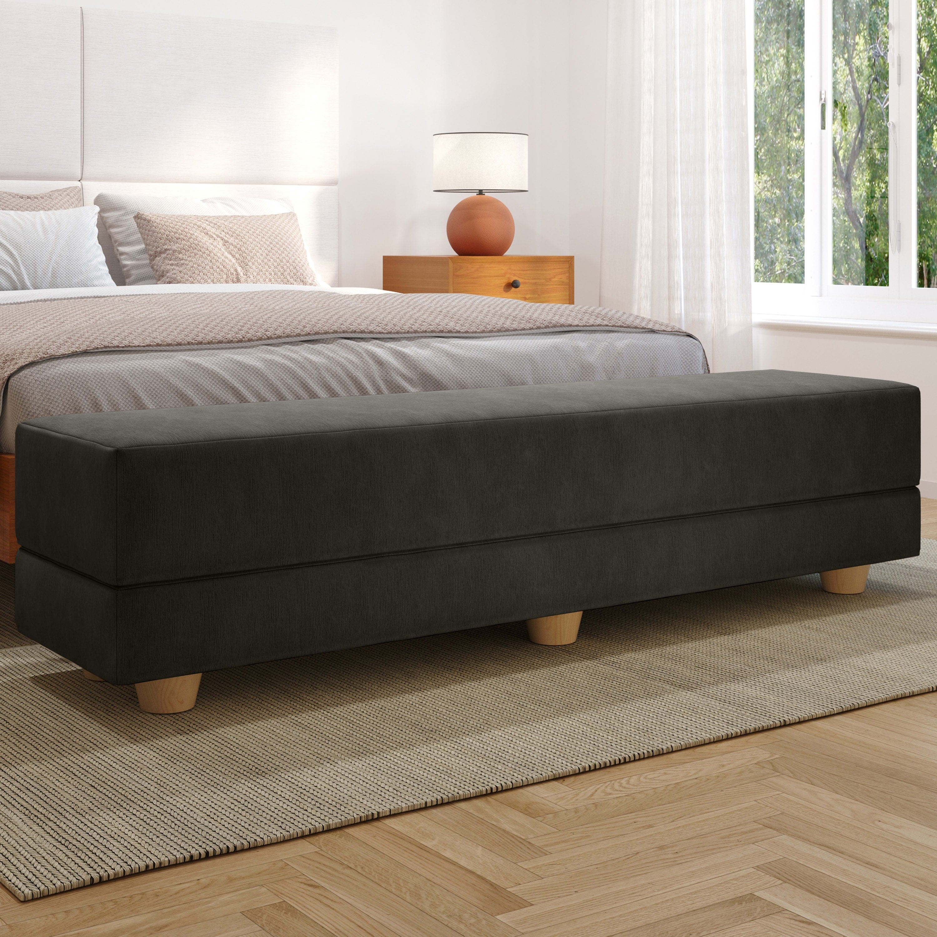 Jaxx Camden Convertible Bed Bench / Fold-Out Twin Guest Bed, Charcoal