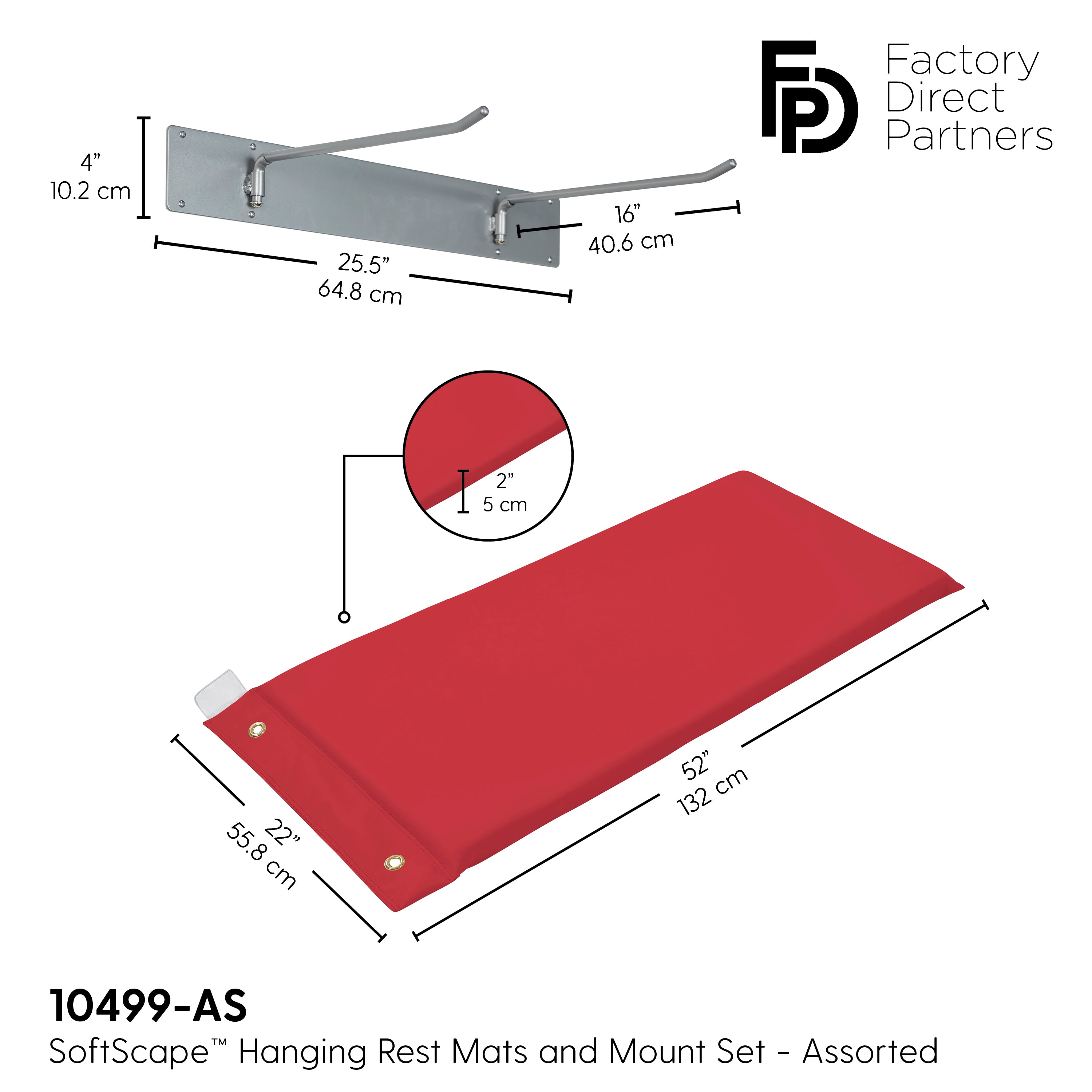 SoftScape Hanging Rest Mats with Wall Mount, 6-Piece - Assorted