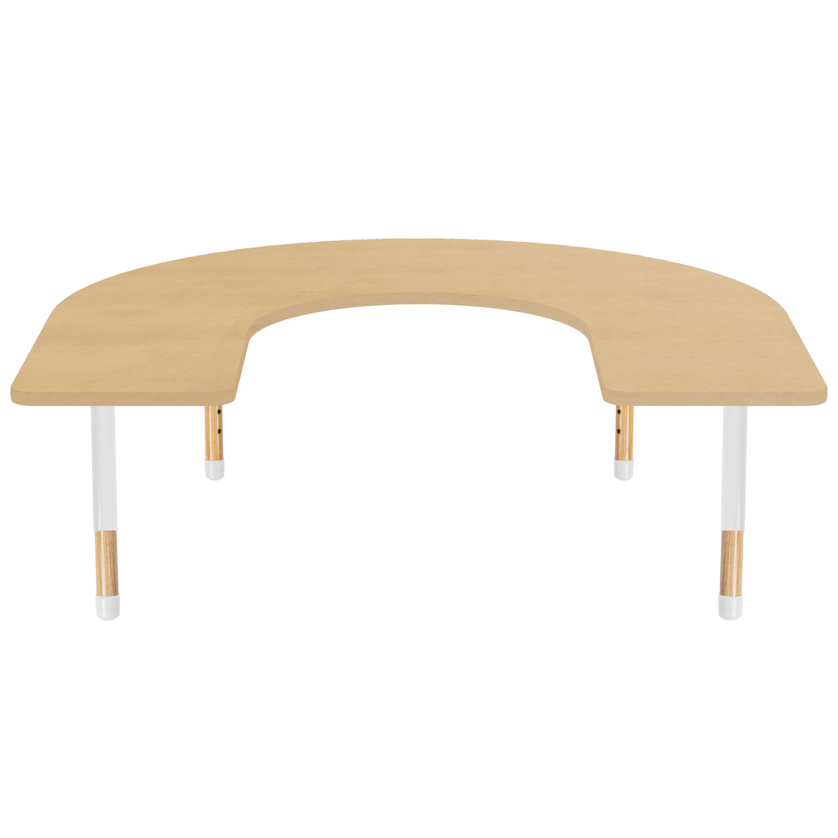 60" x 66" Horseshoe Thermofused Activity Table with Adjustable Chunky Wood Legs - Maple Grain/White/Natural