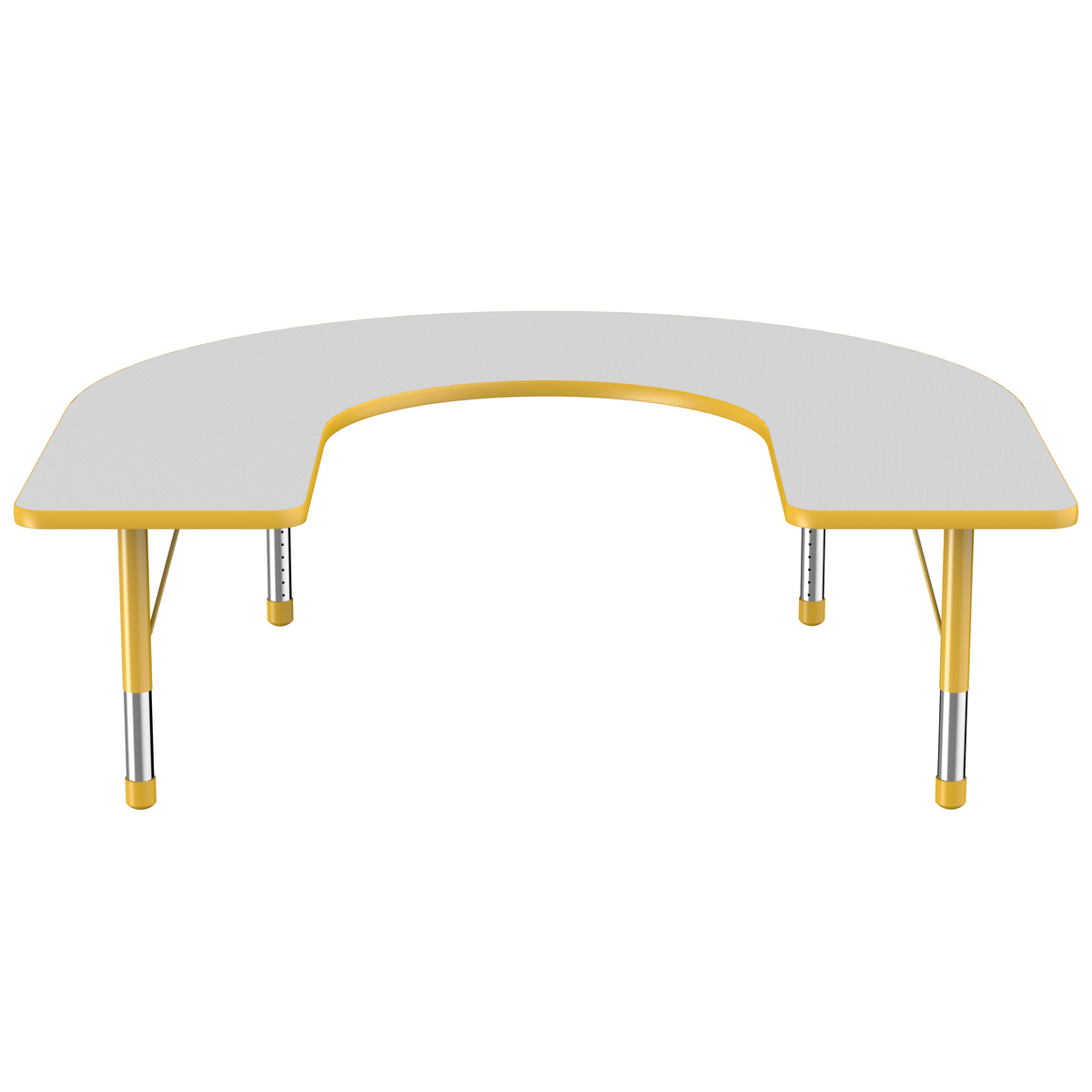 60" x 66" Horseshoe T-Molding Activity Table with Adjustable Chunky Legs - Gray/Yellow