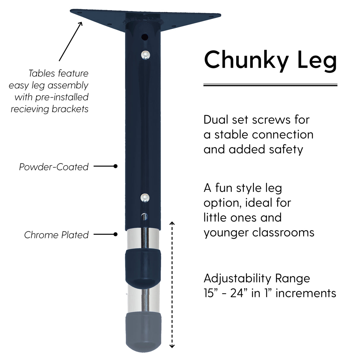 30" x 60" Rectangle Dry-Erase Activity Table with Adjustable Chunky Legs - Whiteboard/Navy