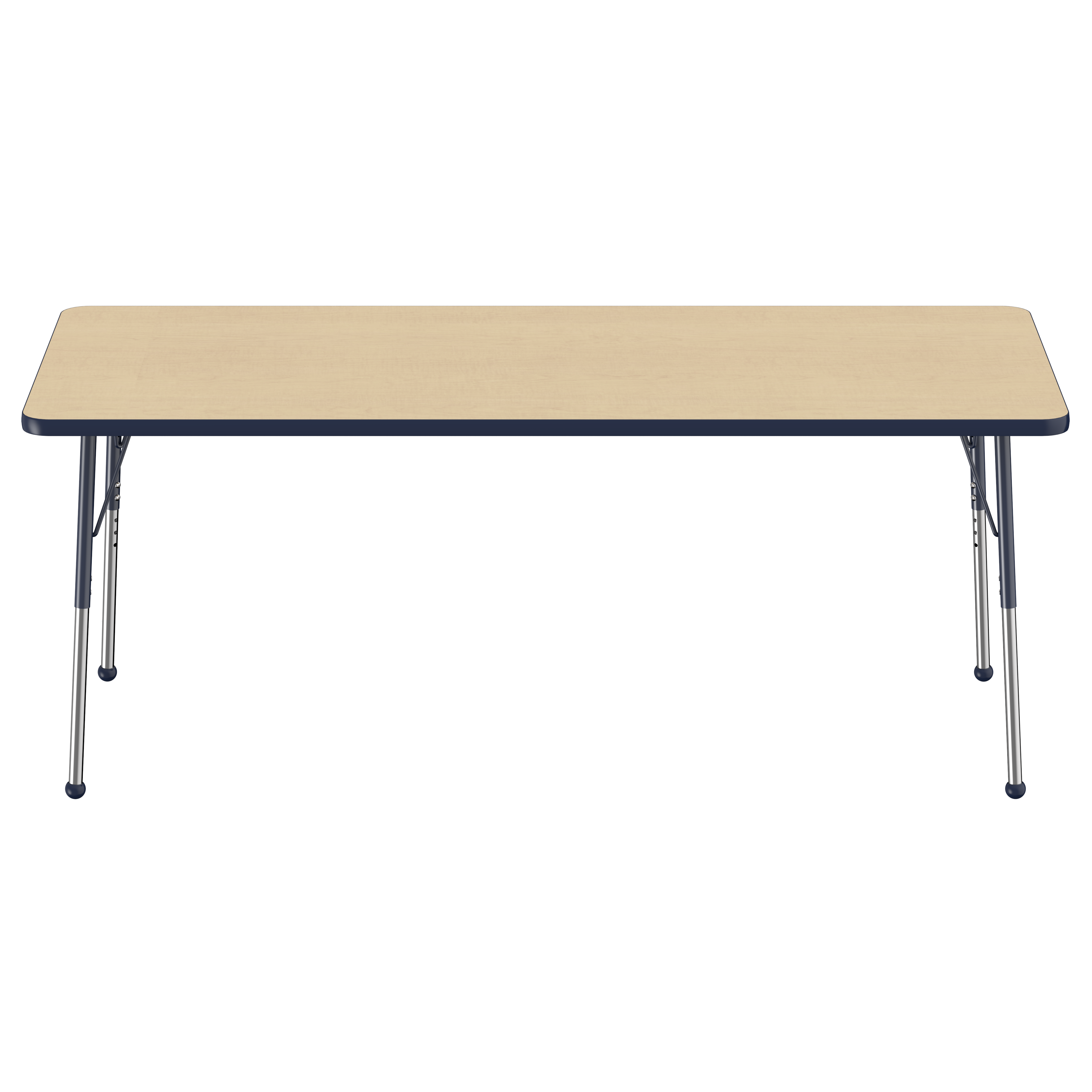 30" x 72" Rectangle T-Molding Activity Table with Adjustable Standard Ball Glide Legs - Maple/Navy