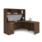 OfficeSource OS Laminate Collection L Shape Typical - OS208 - Modern Walnut