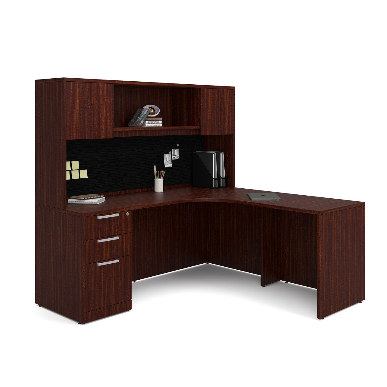 OfficeSource OS Laminate Collection L Shape Typical - OS209 - Mahogany