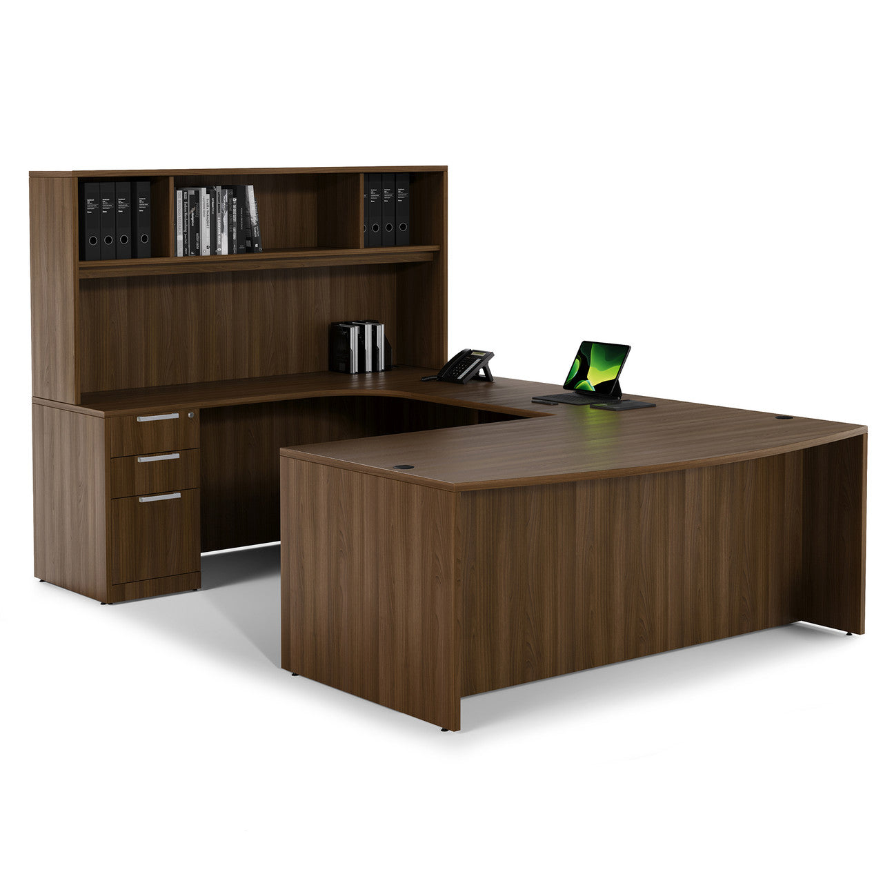 OfficeSource OS Laminate Collection U Shape Typical - OS211 - Modern Walnut
