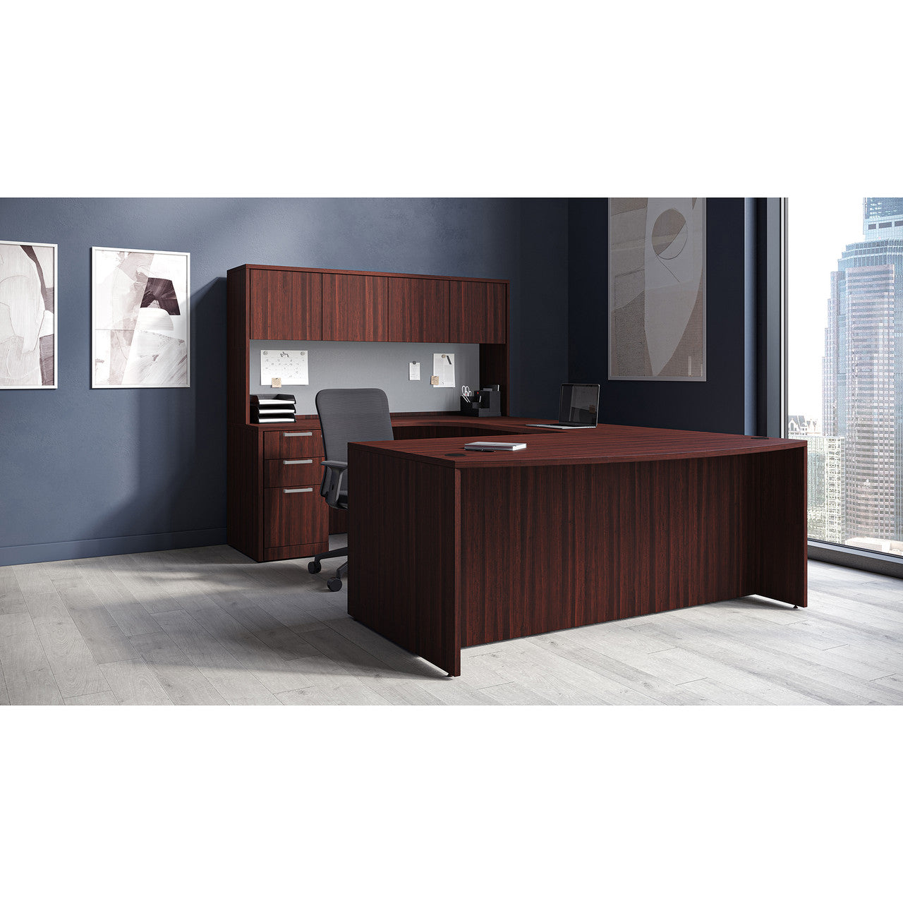 OfficeSource OS Laminate U Shape Typical - OS245 - Cherry