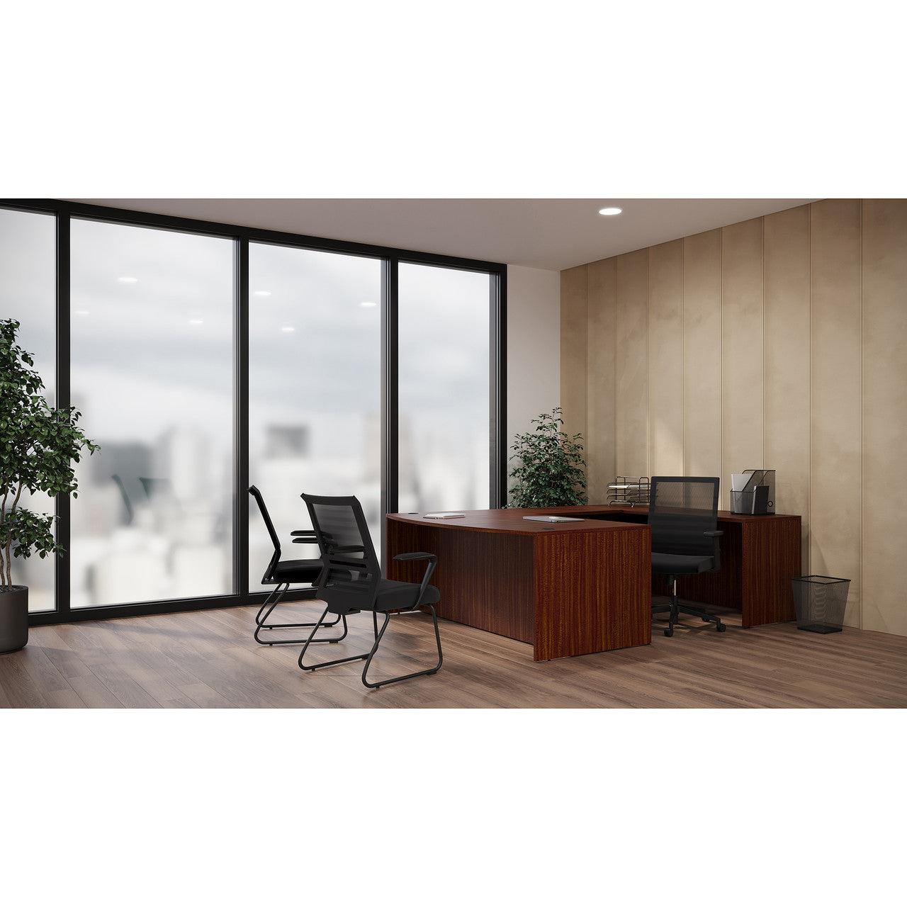 OfficeSource OS Laminate U Shape Typical - OS263 - Cherry