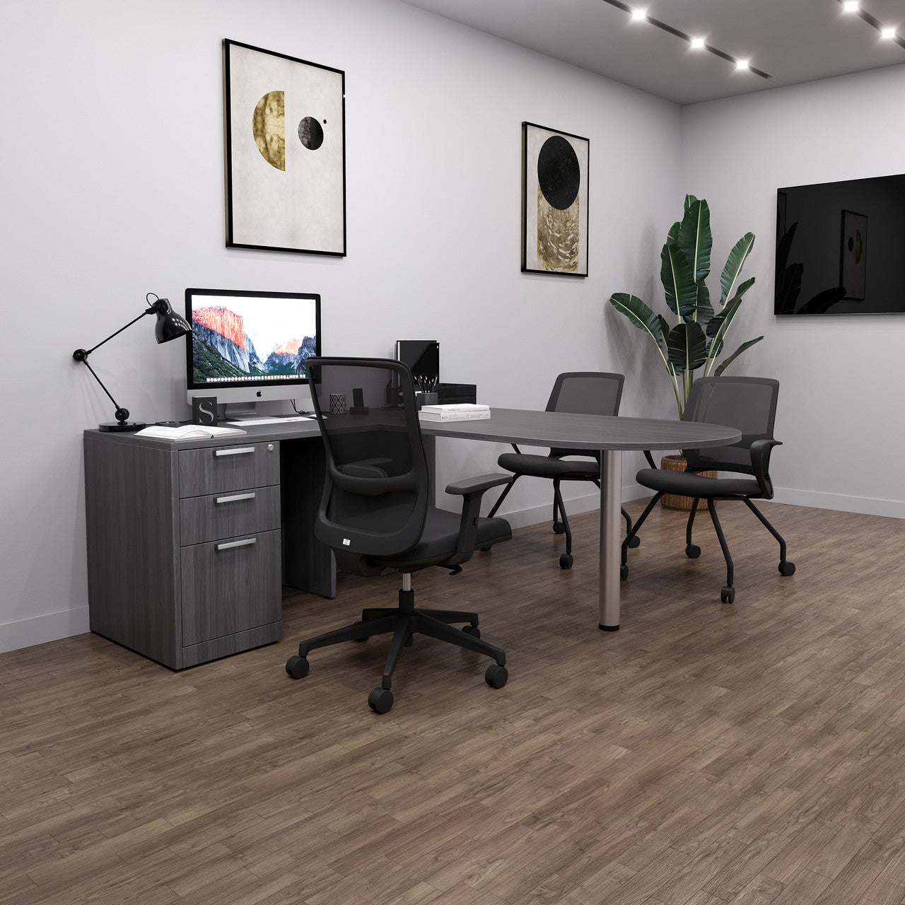 OfficeSource OS Laminate Collection L Shape Typical - OS266 - Coastal Gray