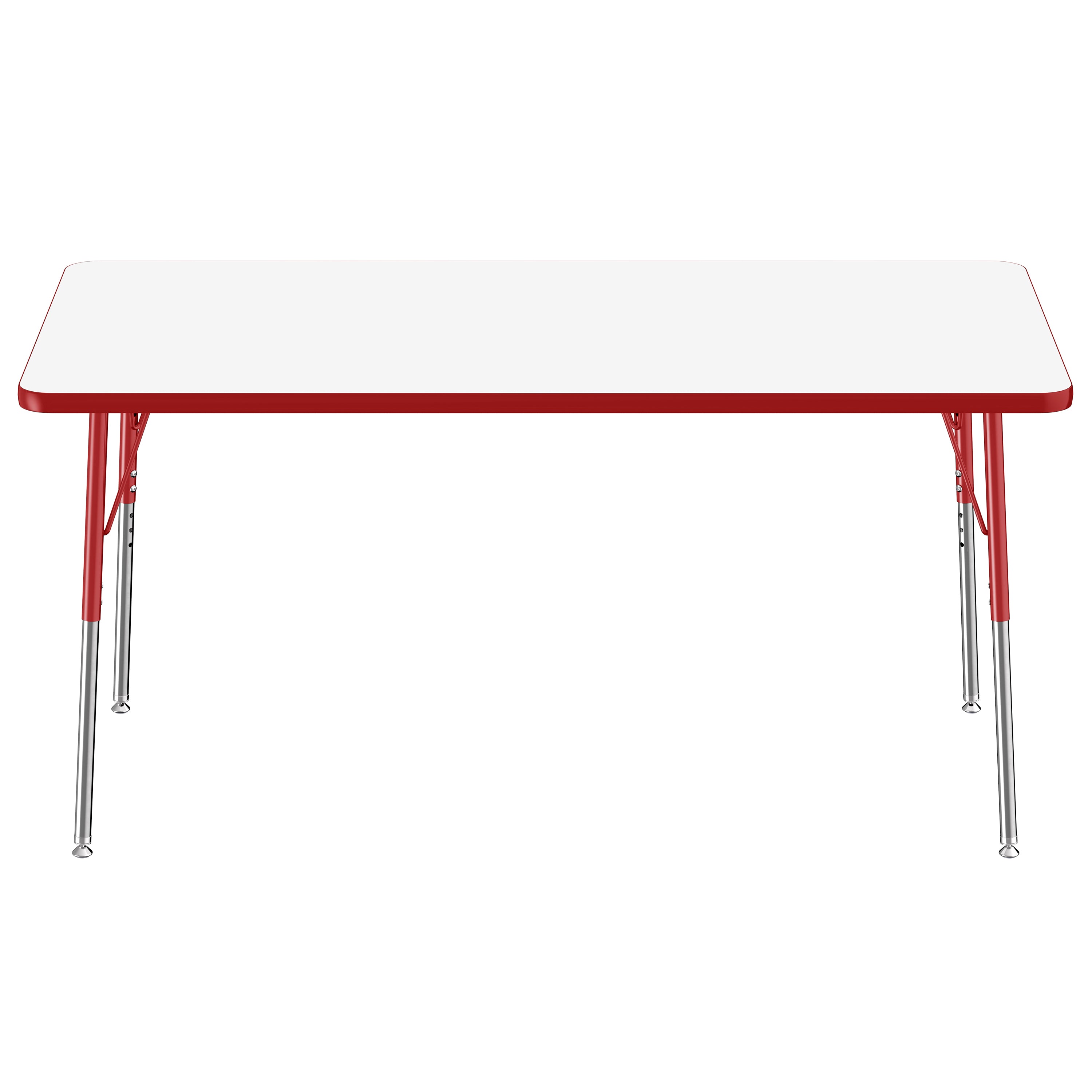 30" x 60" Rectangle Dry-Erase Activity Table with Adjustable Standard Swivel Glide Legs - Whiteboard/Red