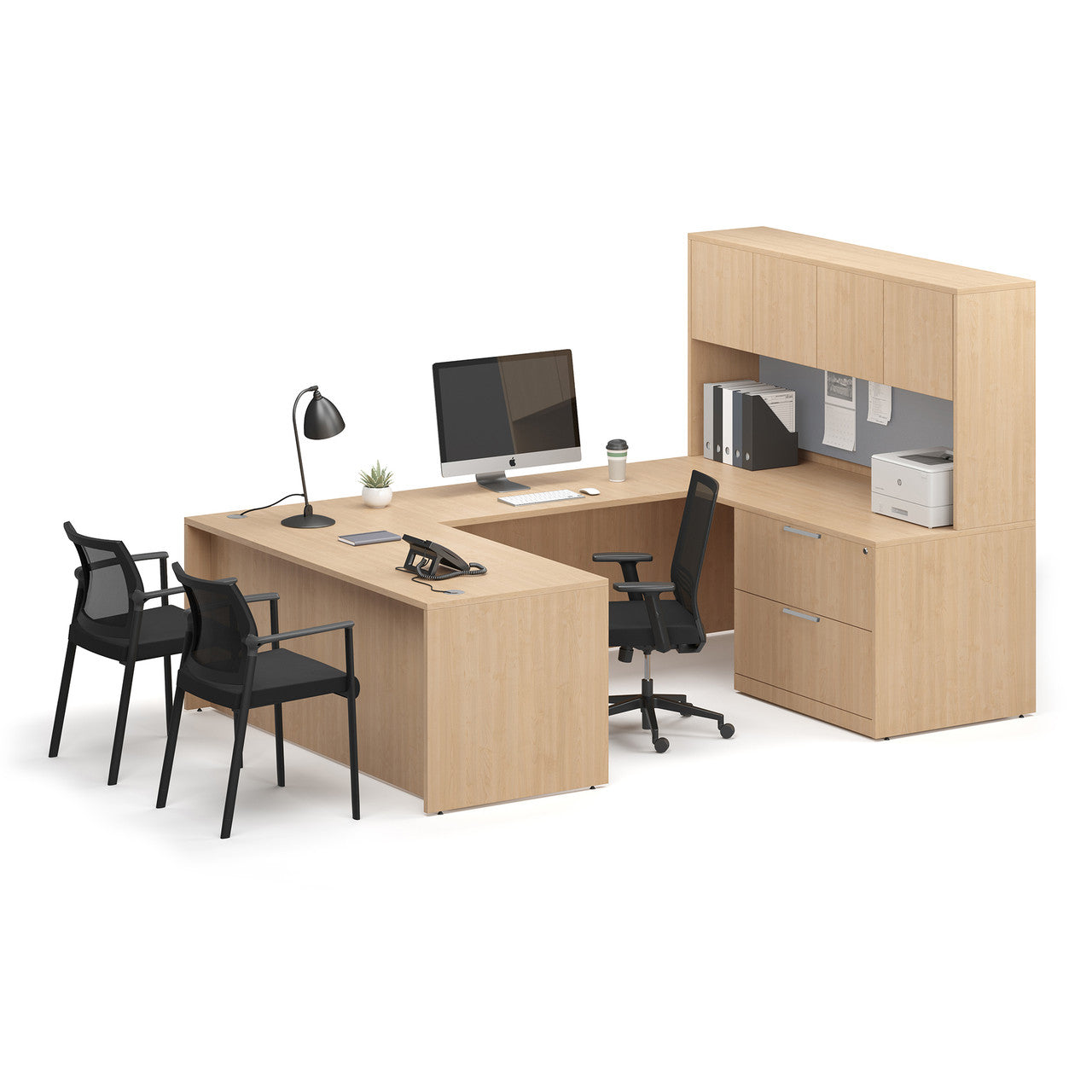OfficeSource  OS Laminate Collection U Shape Typical - OS56 - American Elm