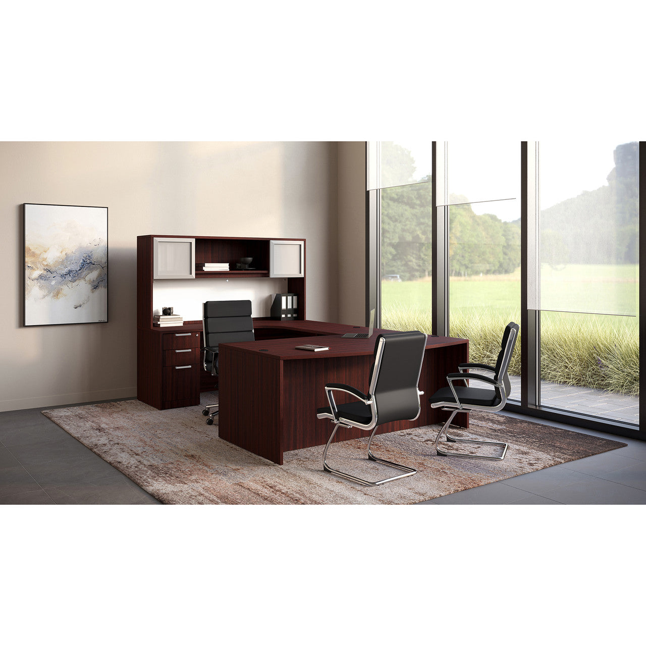 OfficeSource  OS Laminate Collection U Shape Typical - OS88 - Mahogany