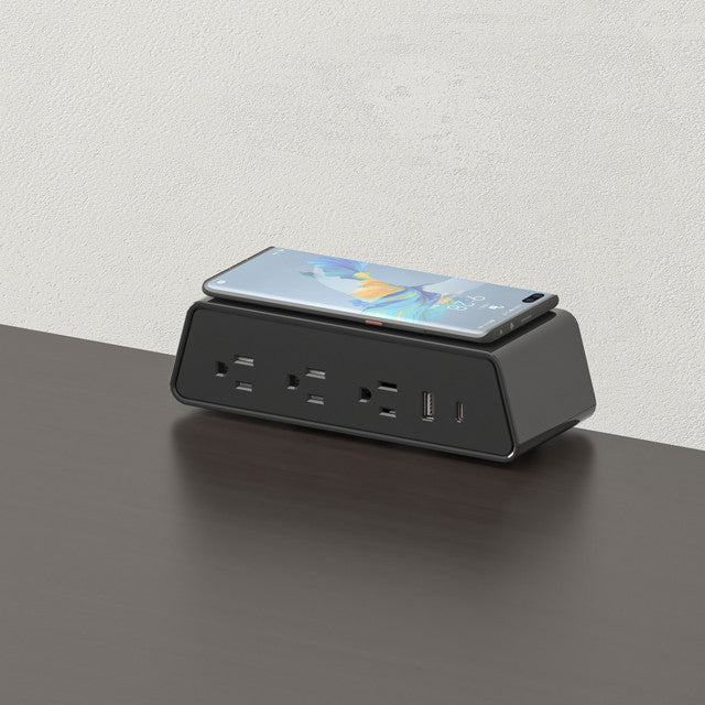 OfficeSource  Power Module and Wireless Charger - Black