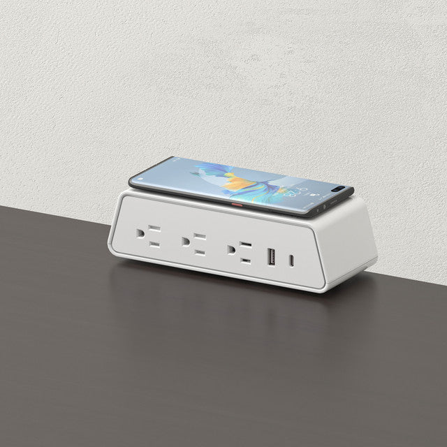 OfficeSource  Power Module and Wireless Charger - White