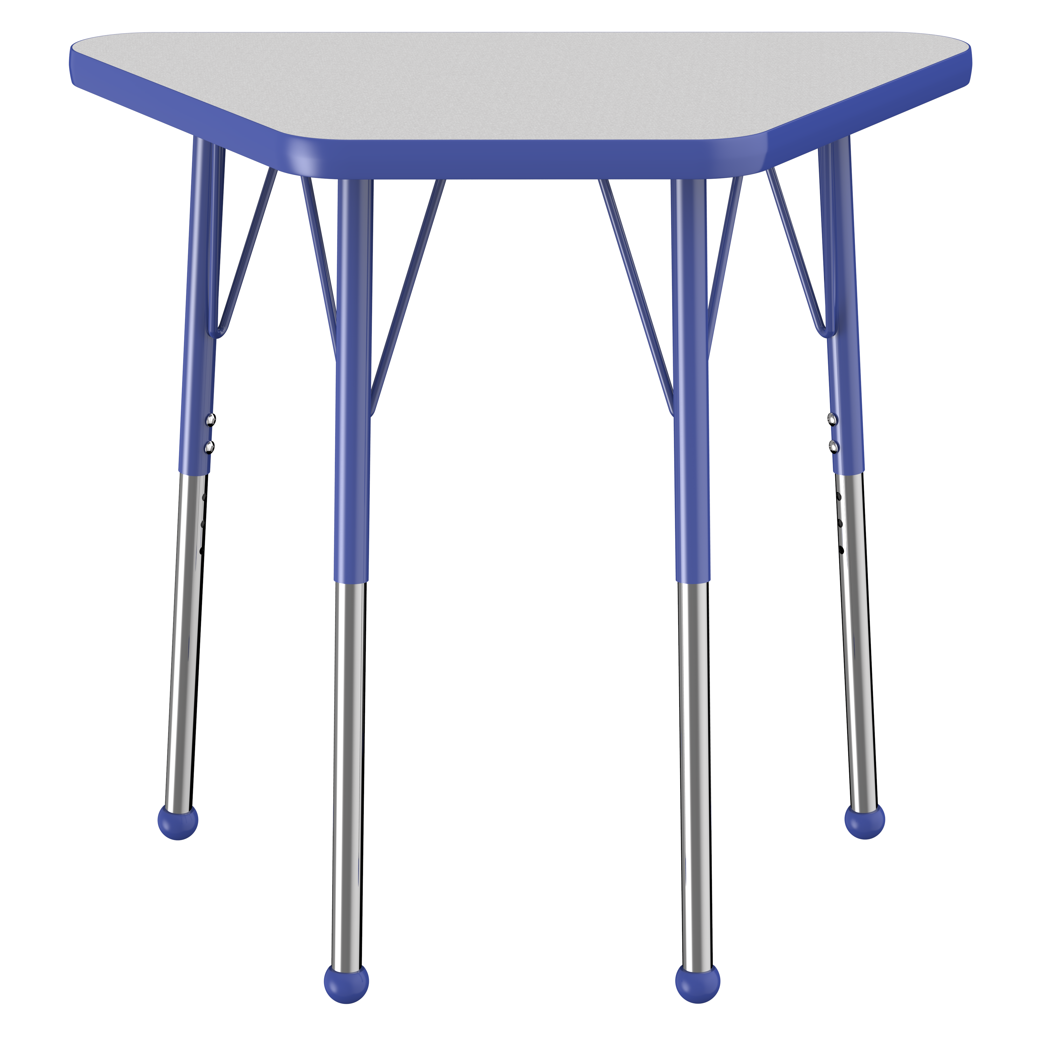 18" x 30" Trapezoid T-Molding Activity Table with Adjustable Standard Ball Glide Legs - Gray/Blue