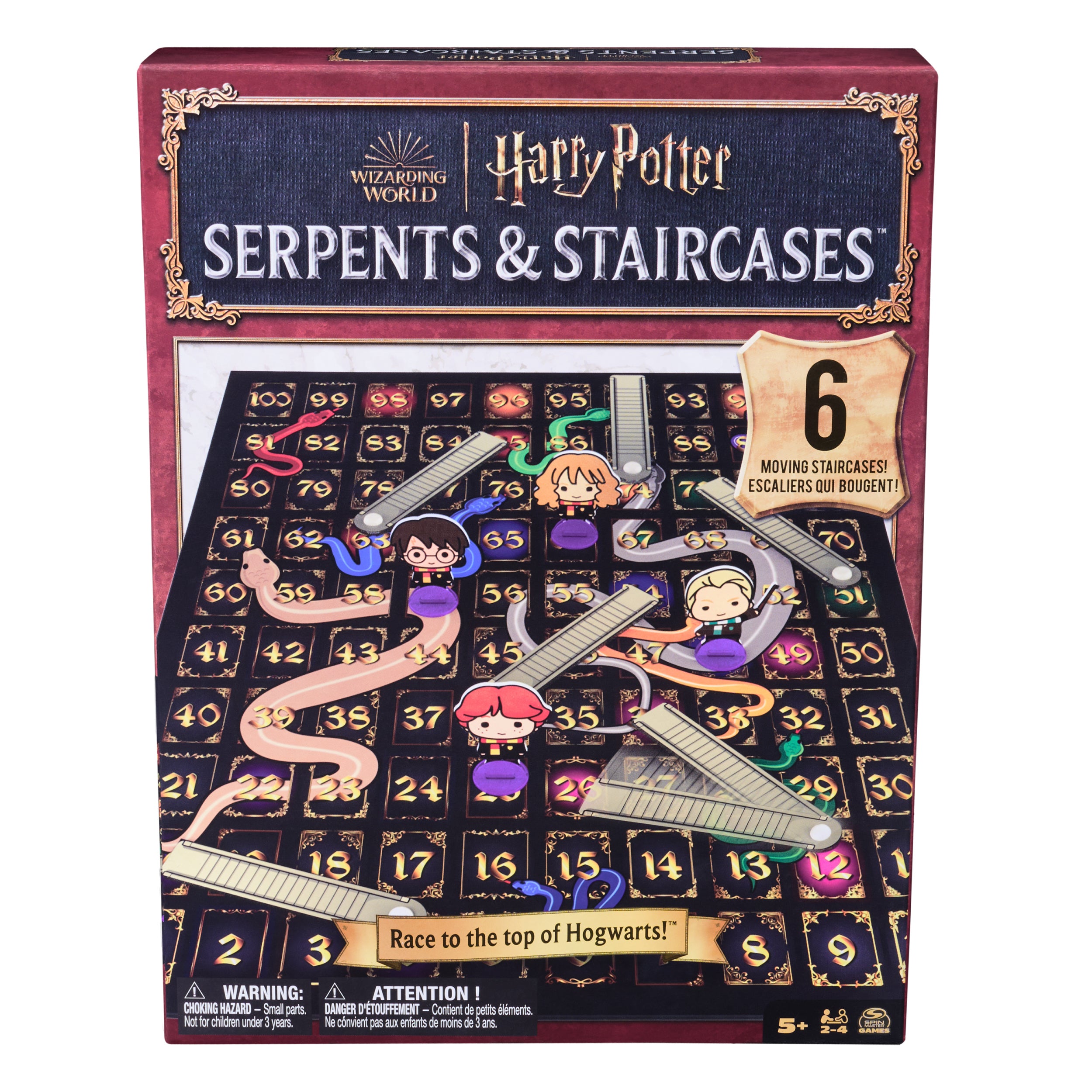 Spin Master Games, Wizarding World of Harry Potter Serpents & Staircases Classic Game, Harry Potter Game for Muggles, for Kids & Family, 1-4 Players, for Ages 5 & Up