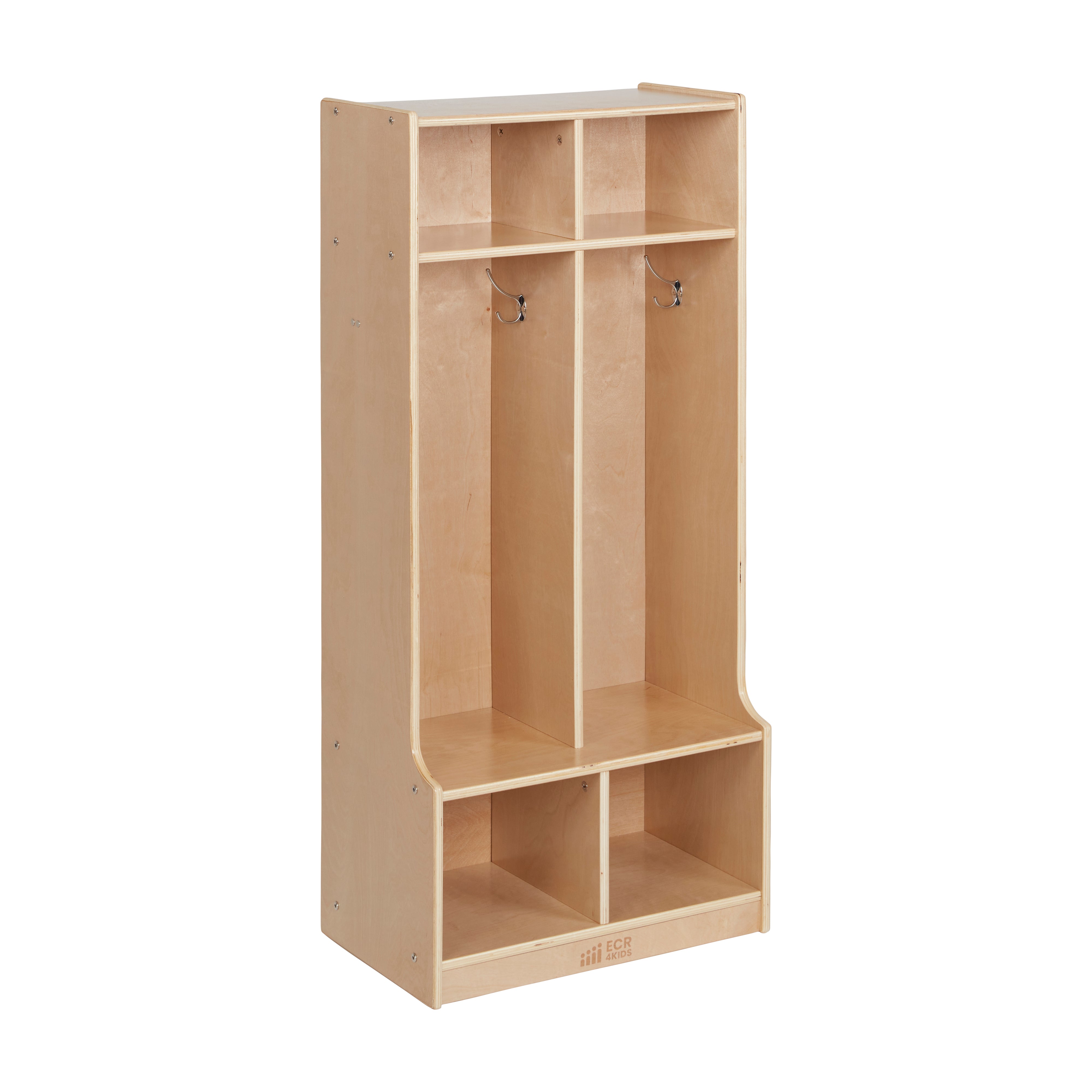 2-Section Coat Locker with Bench - Natural