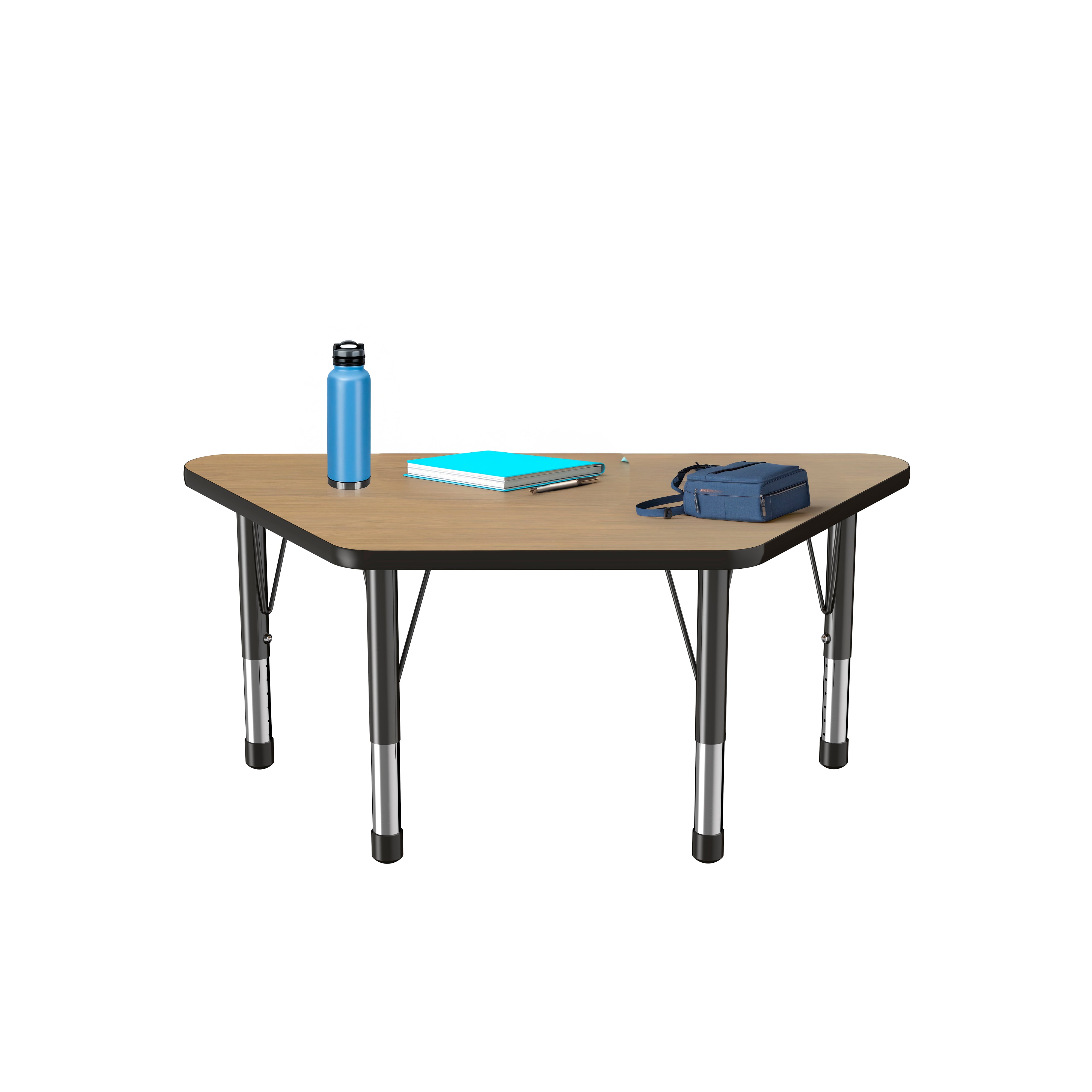 24" x 48" Trapezoid T-Molding Activity Table with Adjustable Chunky Legs - Pasadena Oak/Black