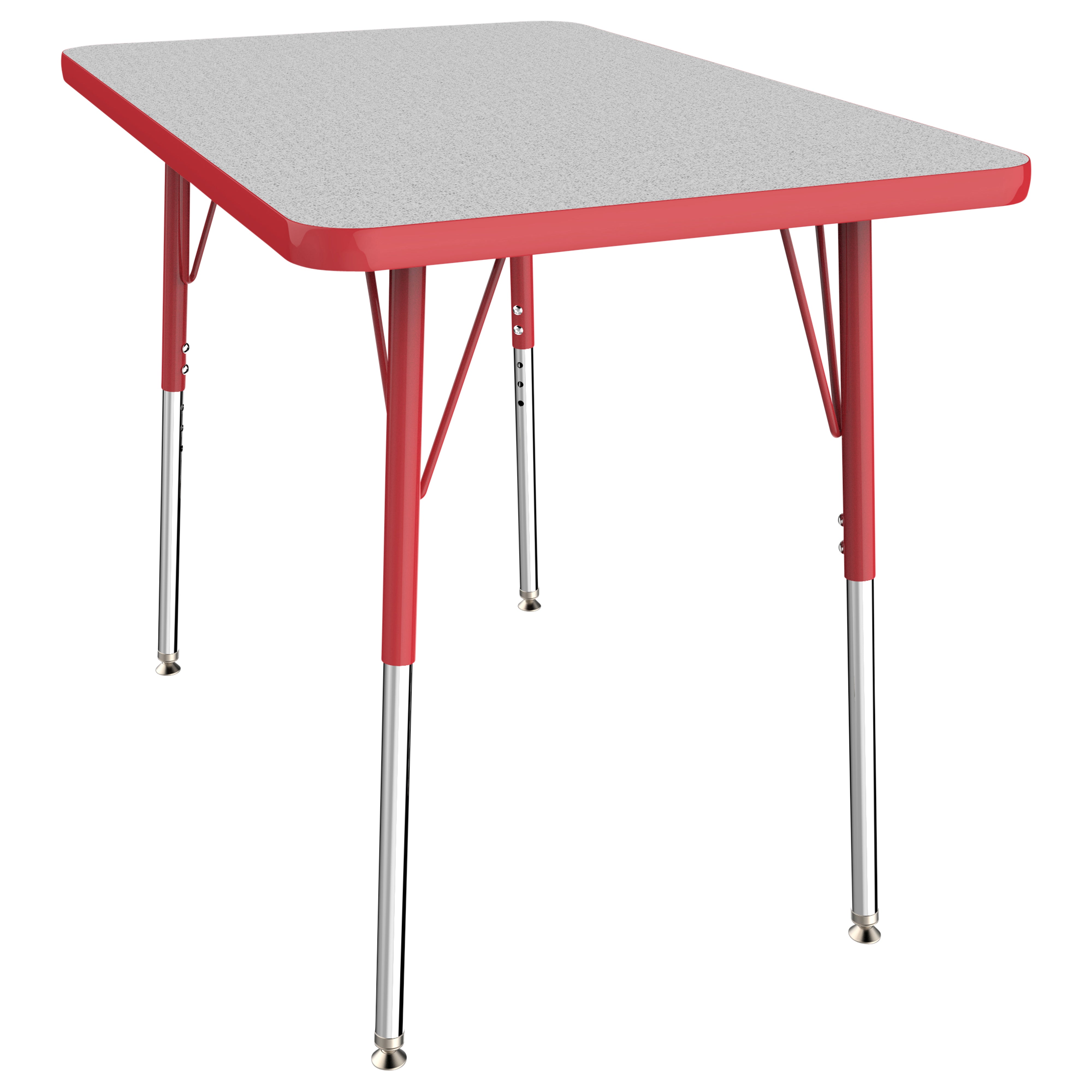 24" x 36" Rectangle T-Molding Activity Table with Adjustable Standard Swivel Glide Legs - Gray/Red