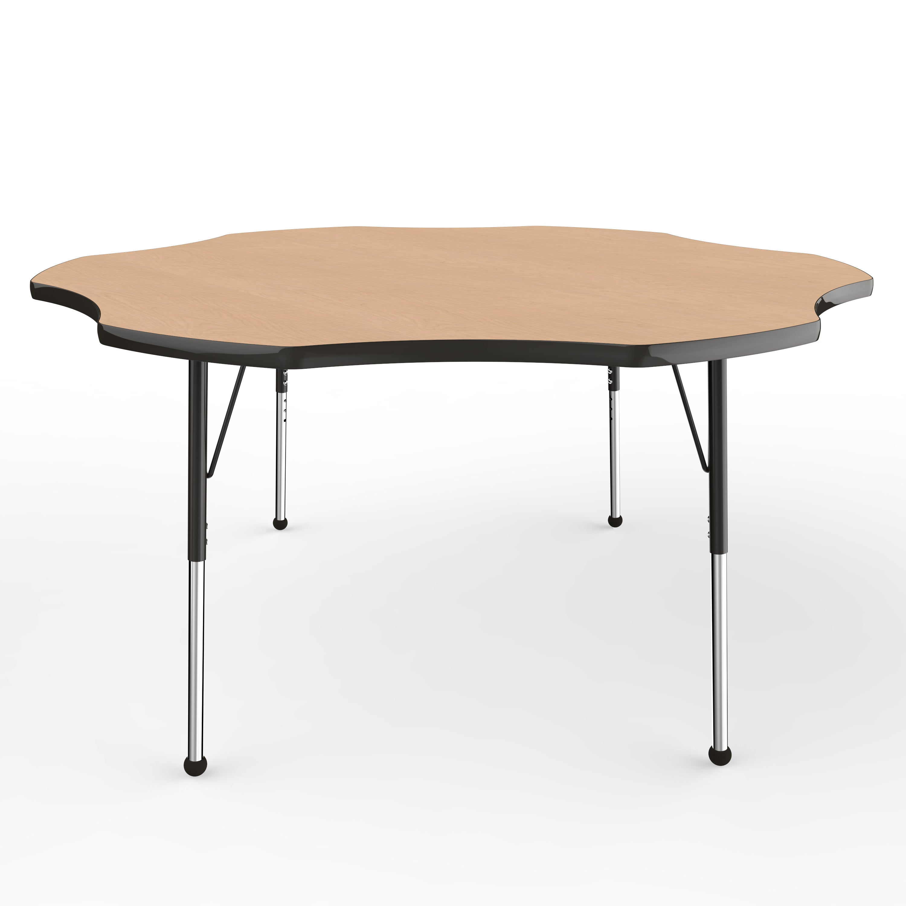 60" x 60" Flower T-Molding Activity Table with Adjustable Standard Ball Glide Legs - Maple/Black