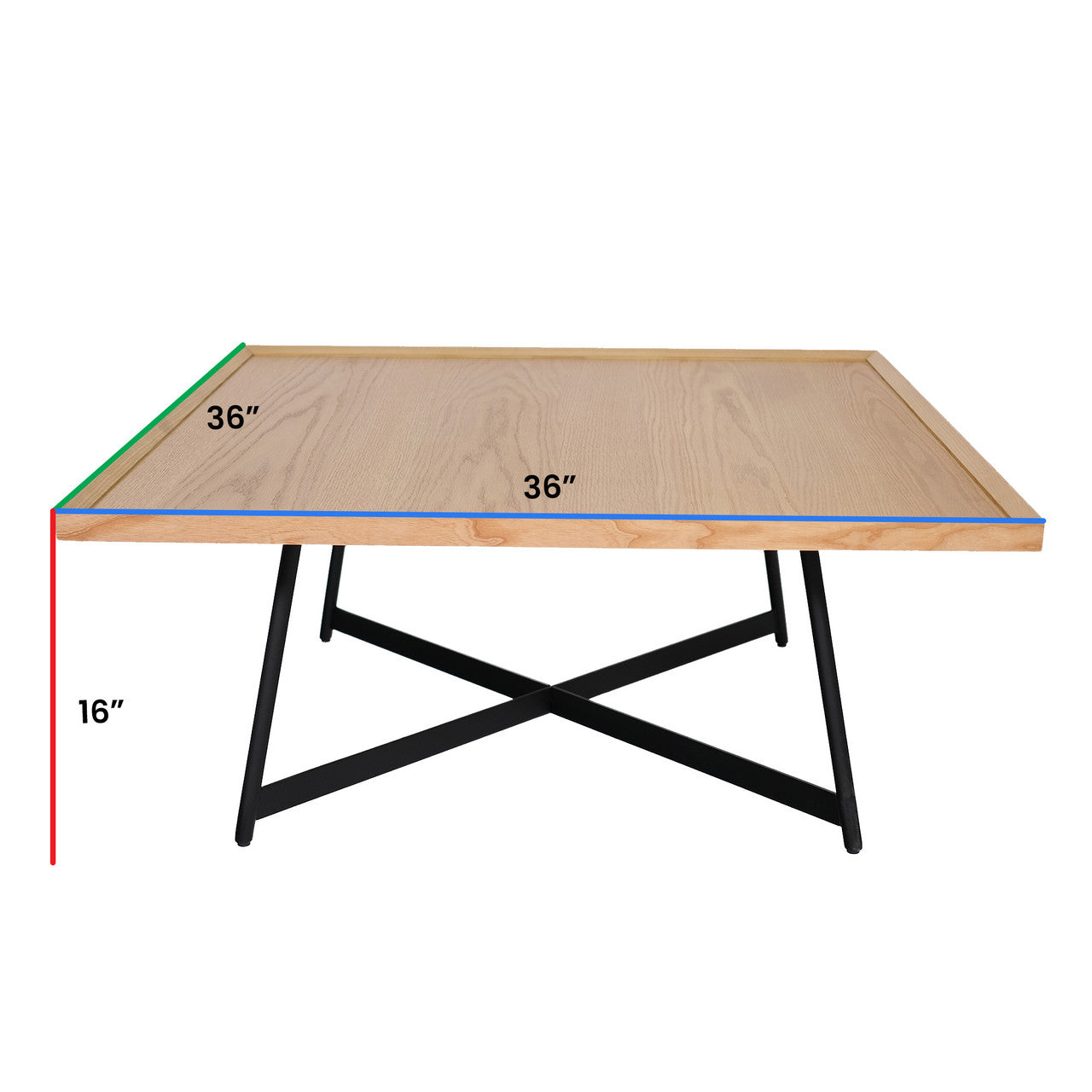 OfficeSource Declan 36"W Square Coffee Table - Natural
