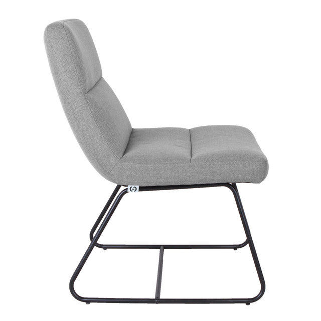 OfficeSource Sutton Upholstered Lounge Chair with Sled Base - Light Gray w/ Black Frame
