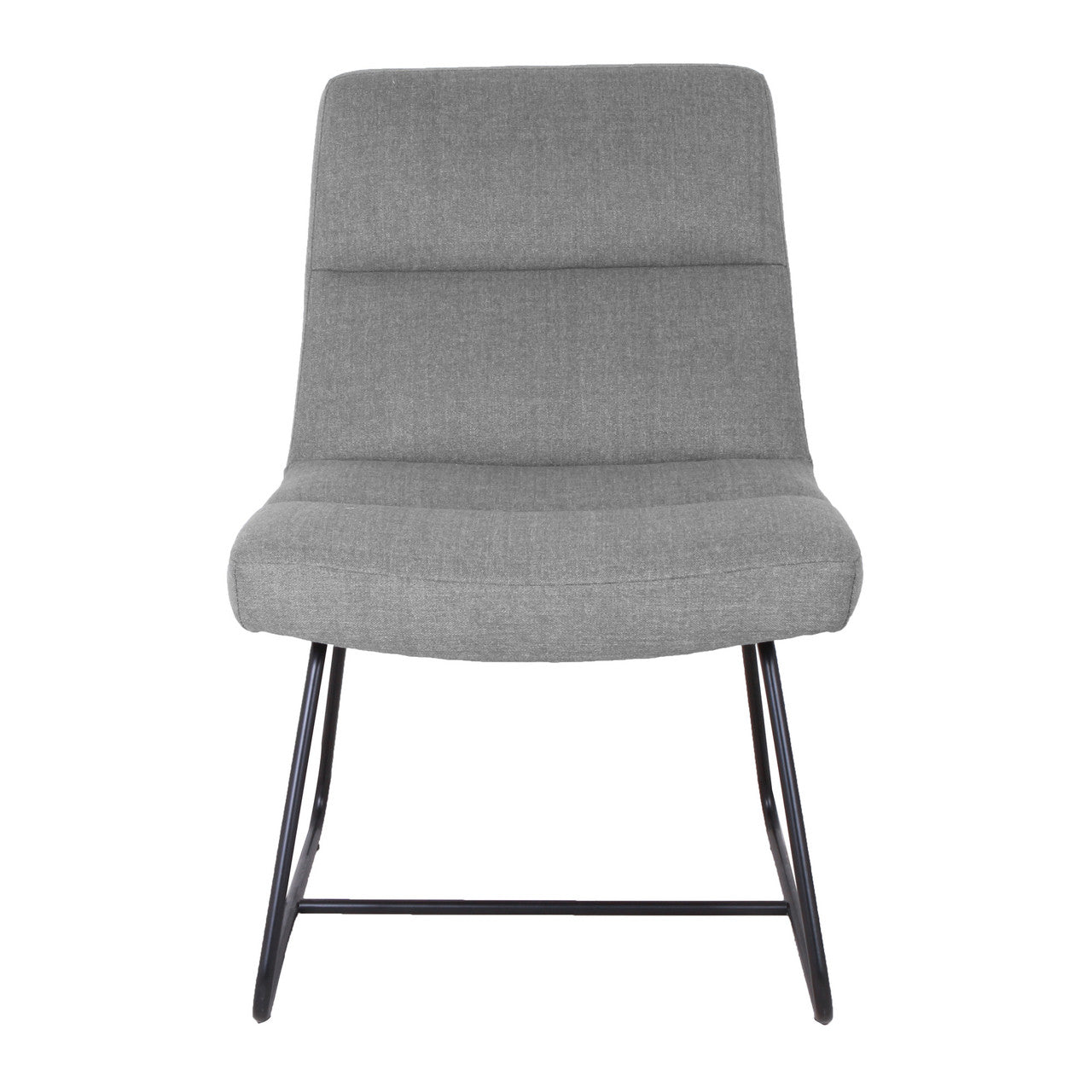 OfficeSource Sutton Upholstered Lounge Chair with Sled Base - Light Gray w/ Black Frame