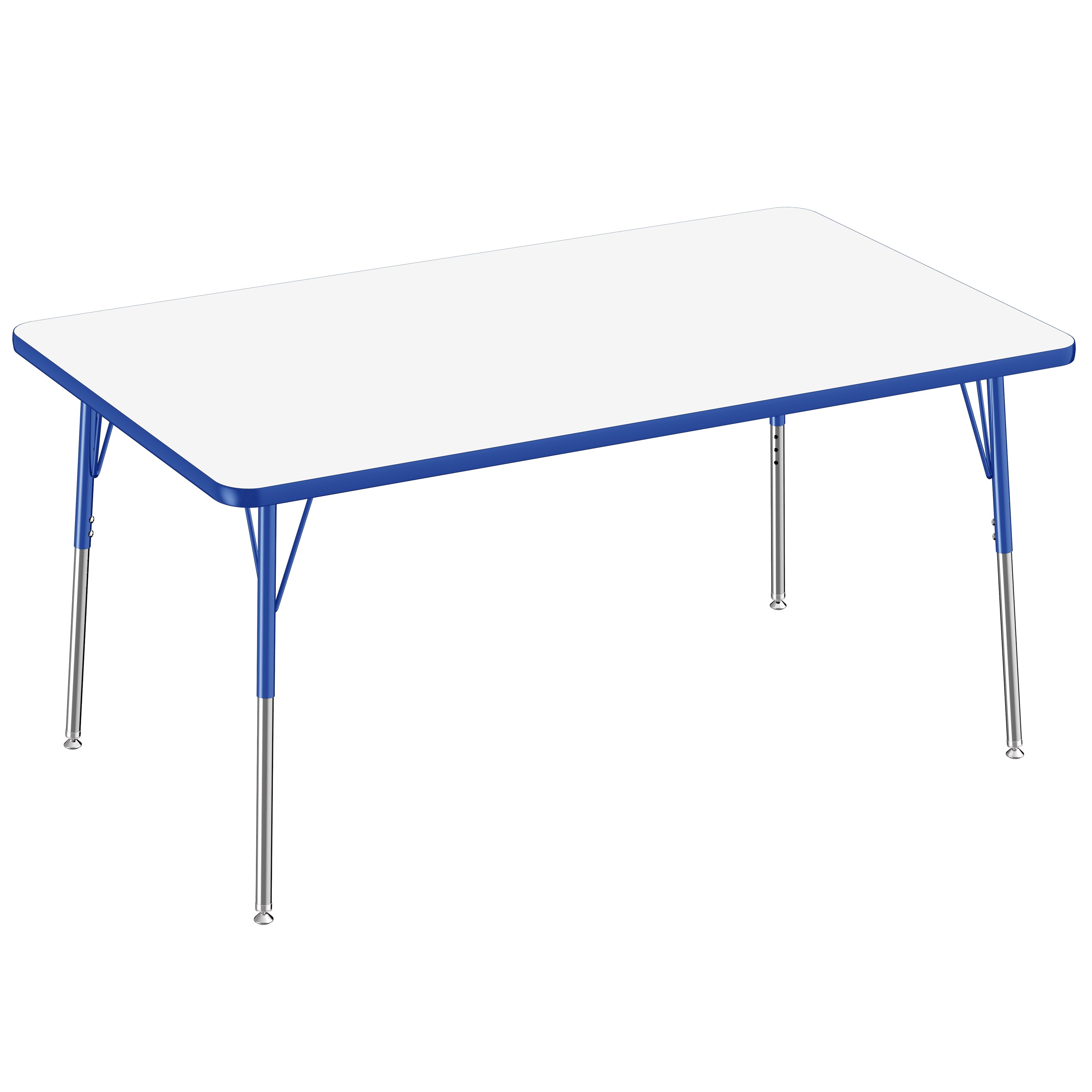36" x 60" Rectangle Dry-Erase Activity Table with Adjustable Standard Swivel Glide Legs - Whiteboard/Blue
