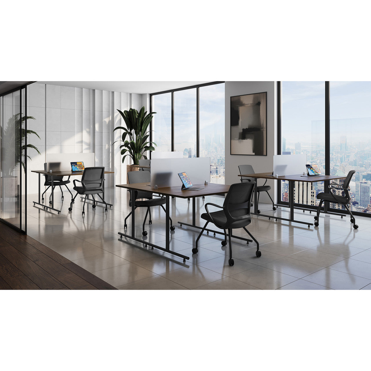 OfficeSource Training Tables Training Typical - OST19 - Modern Walnut