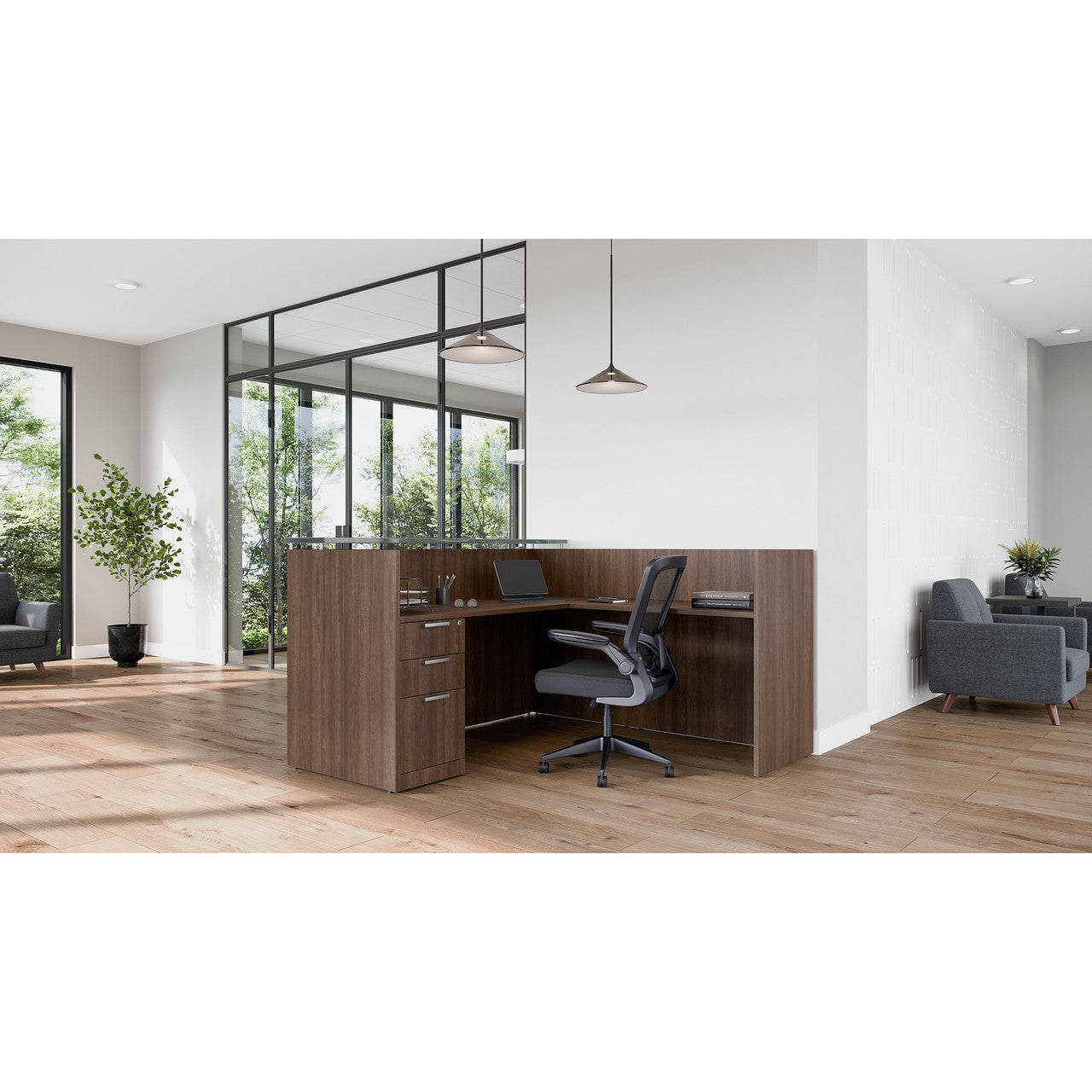 OfficeSource OS Laminate Collection Reception Typical - OSTYP153 - Modern Walnut